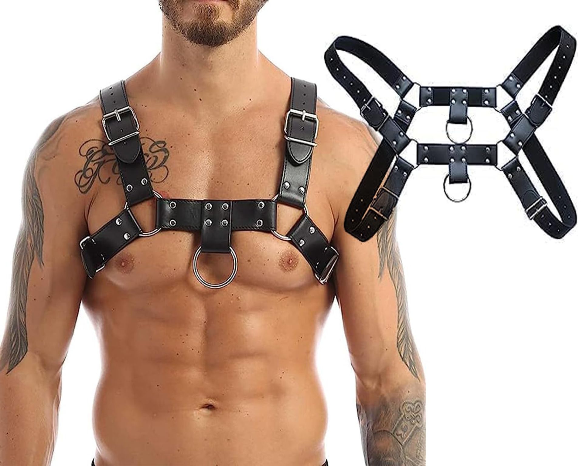 Punk Gothic Men’s Chest Harness - Fetish Bondage Costume for Cosplay Parties