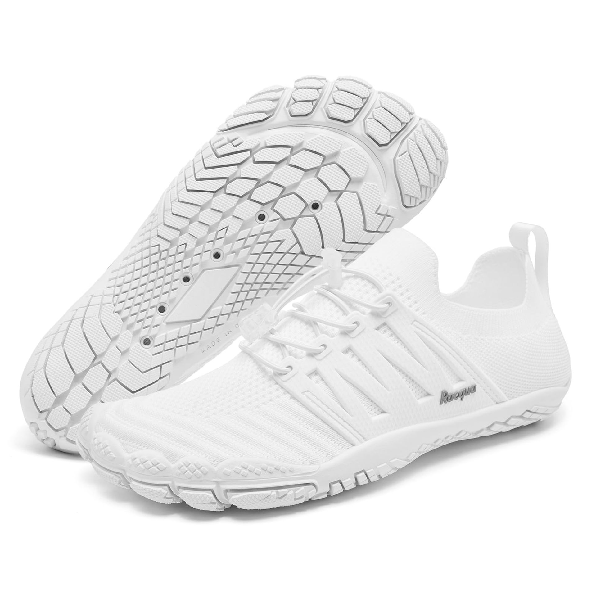 Men's & Women's Quick Dry Water Shoes Non Slip Breathable Aqua Beach Barefoot Swim Footwear - White UK 6.5