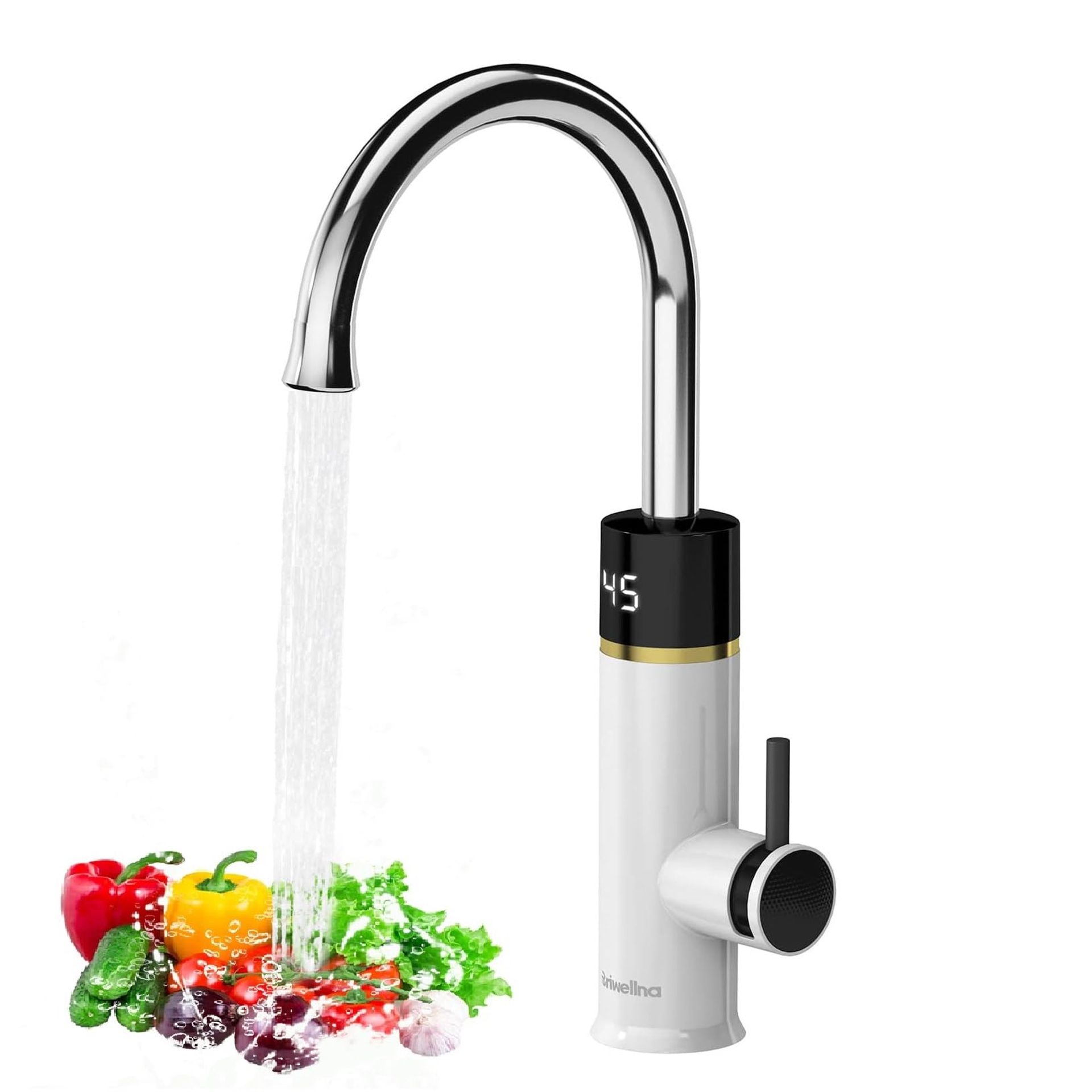 Instant Electric Hot Water Tap, 220V Tankless Heater with Digital Display for Kitchens