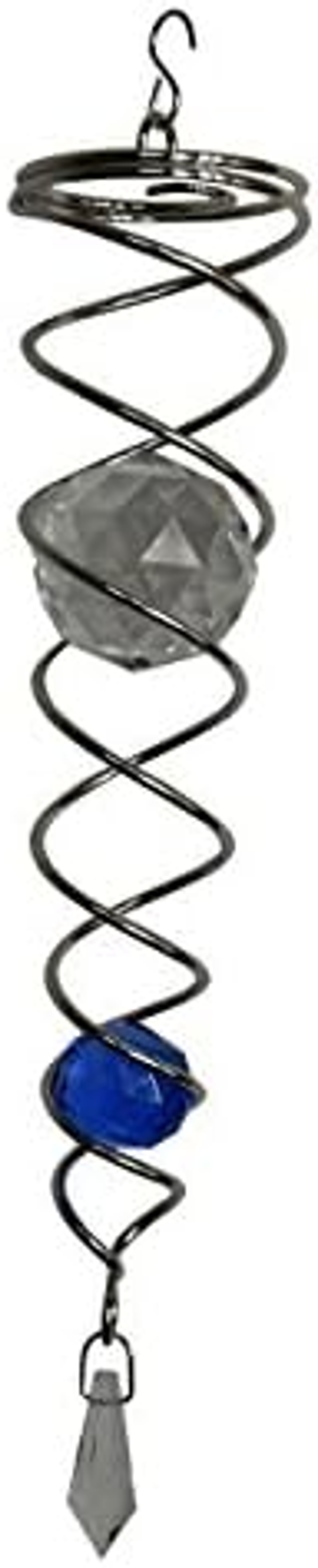DuBant 9in Silver Blue Gazing Ball Spiral Tail for Garden Decoration