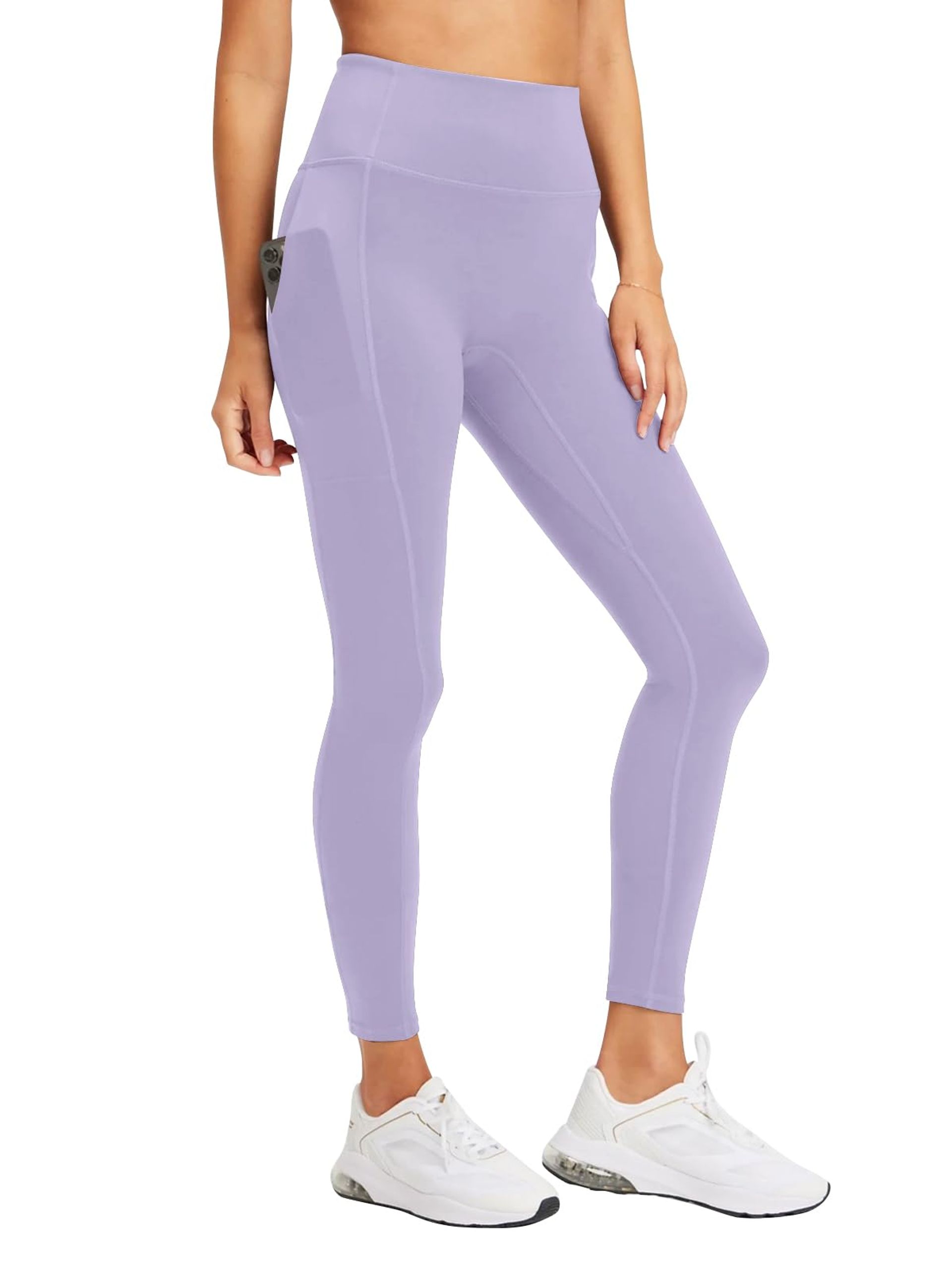 Women's High Waisted Gym Leggings with Pockets - Perfect for Yoga & Running - Lilac XL