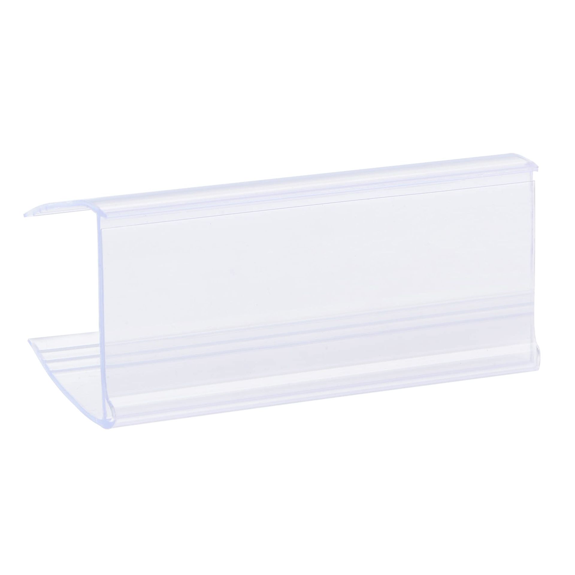 Clear Blue Plastic Label Holders 60x28mm Clip-On for Wire Shelving - Pack of 20