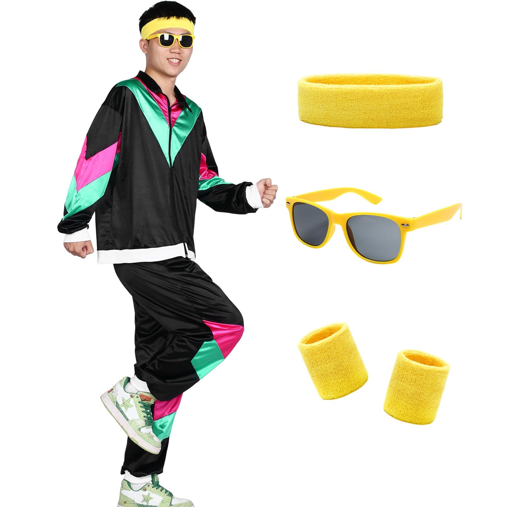 Alaiyaky 80s Shell Suit Costume For Aldult, 80s 90s Fancy Dress Men And W