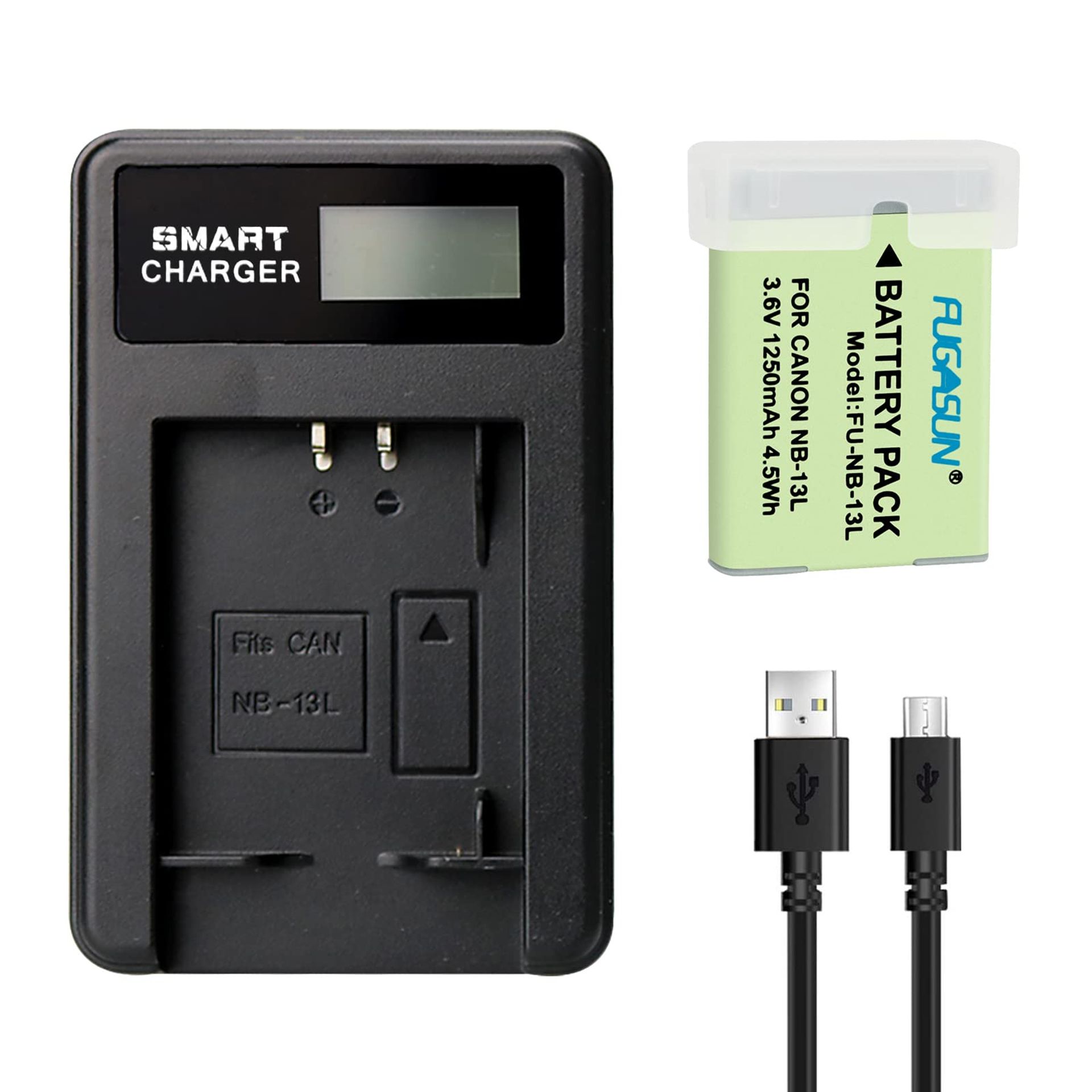 Canon NB-13L Replacement Battery 1250mAh with USB Charger for PowerShot G7 X/G5 X Series - Black 1 pcs