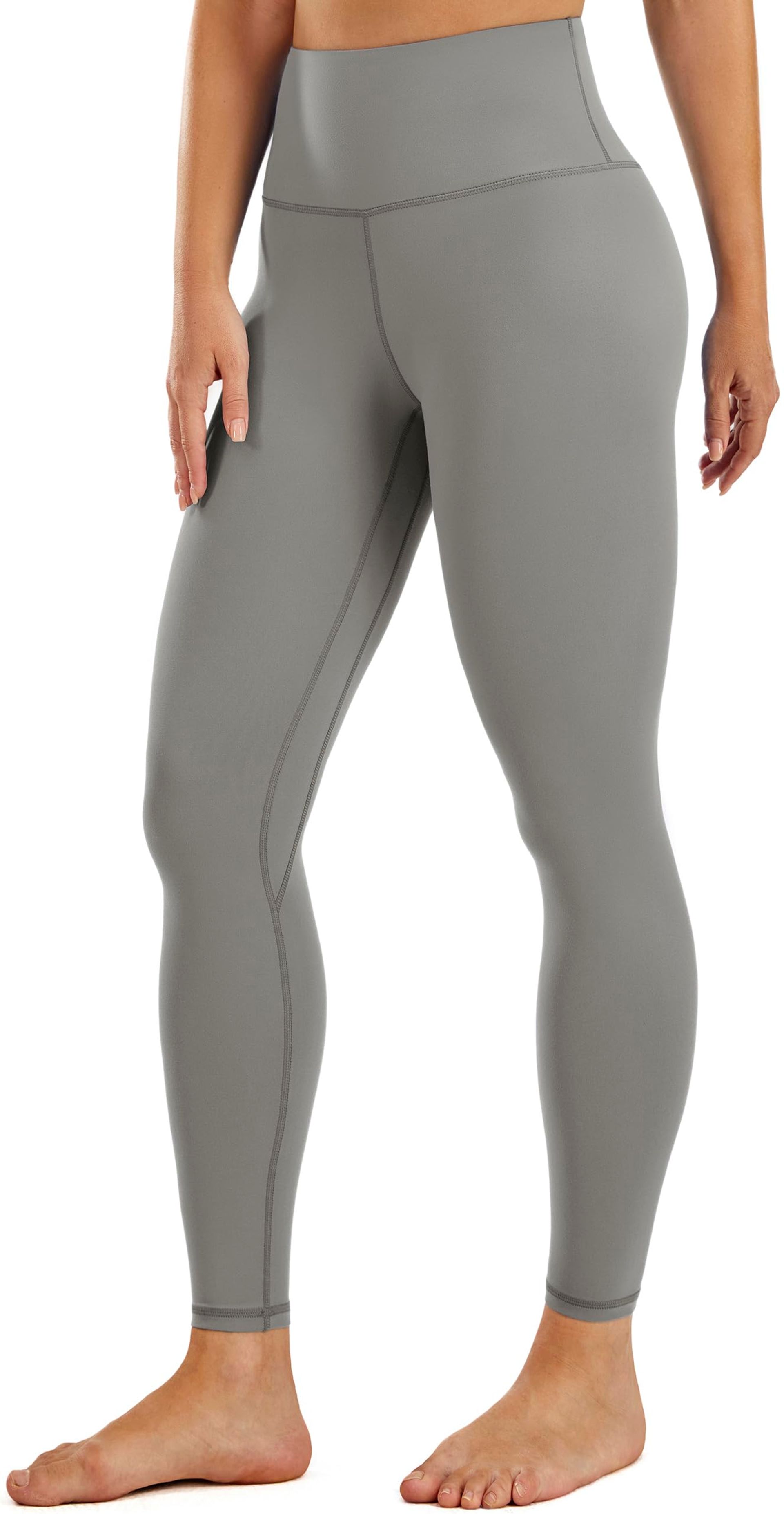 Women's High Waisted Gym Yoga Leggings Buttery Soft with Pockets Non-See-Through Sports Activewear - Grey S