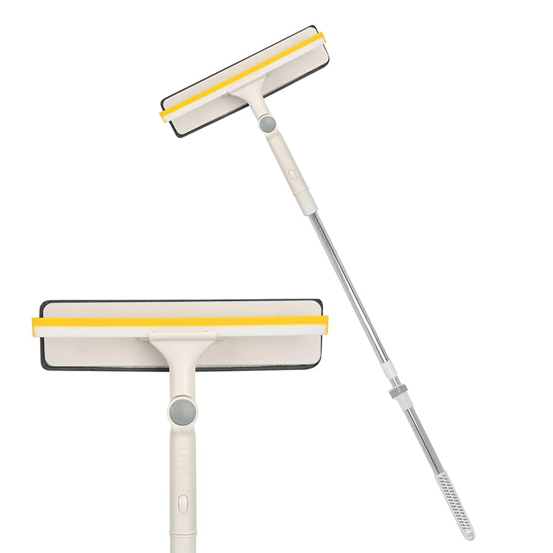 Window Squeegee Cleaner with Retractable Rod 2-in-1 Glass and Floor Cleaning Tool - White