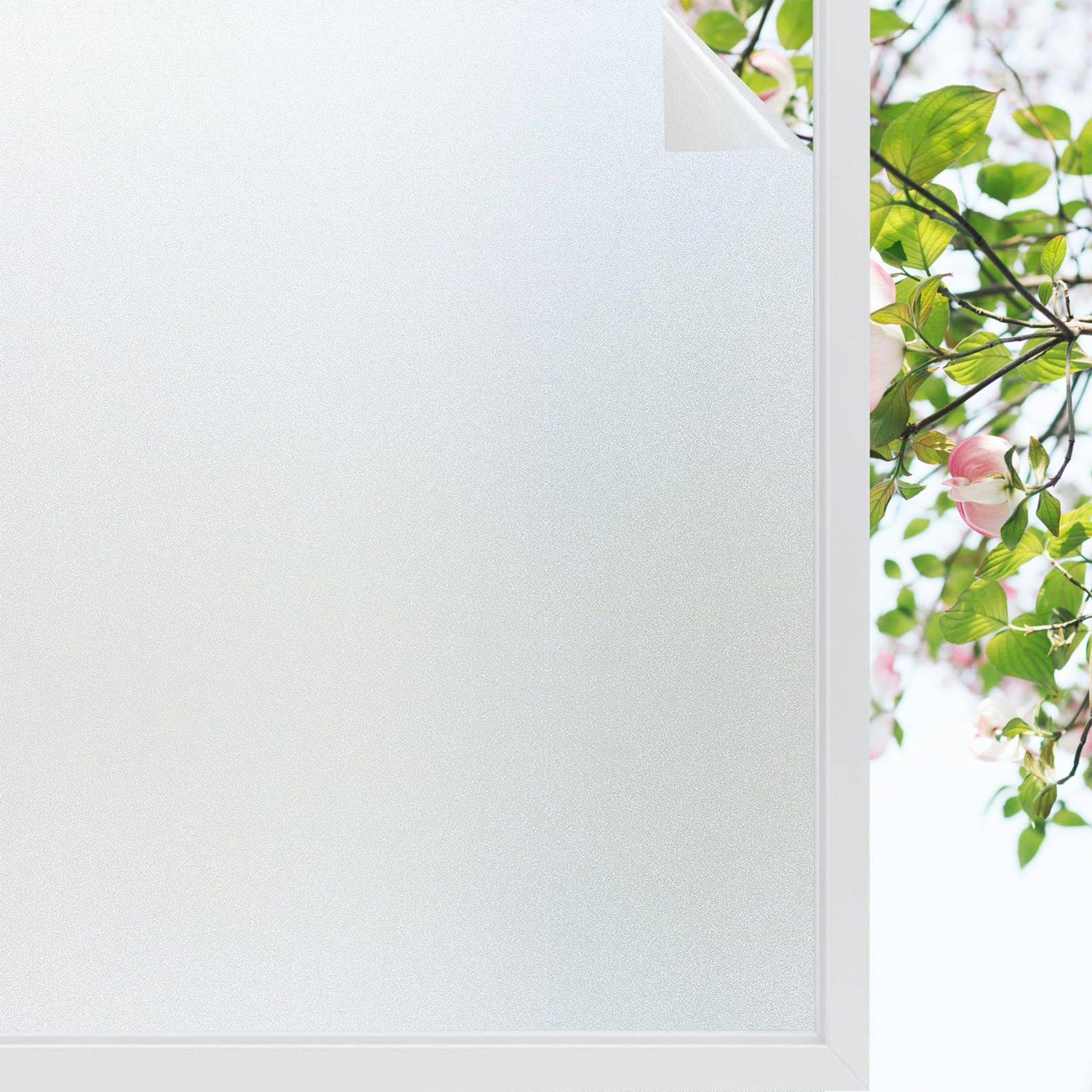 Linarun Window Film Privacy Frosted Window Film Privacy Film for Glass Windows Anti UV Opaque Window Film Sun Blocking Glass Film for Windows Privacy for Bathroom Office, Static Cling 44.5x200