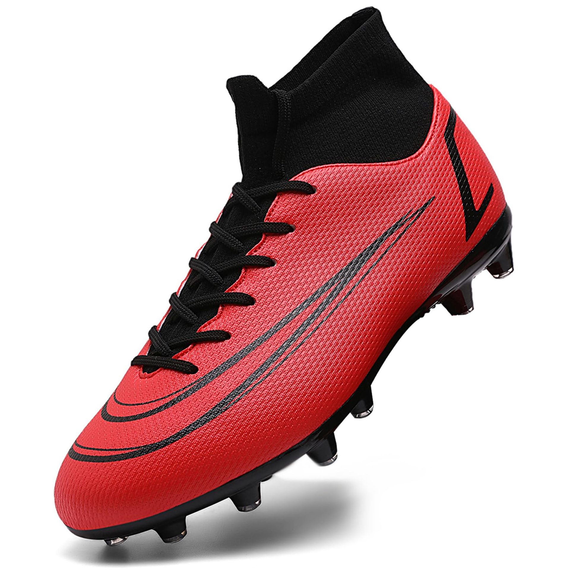 Men's High-Top Astro Turf Football Boots for Training & Matches - Red Size 8 UK