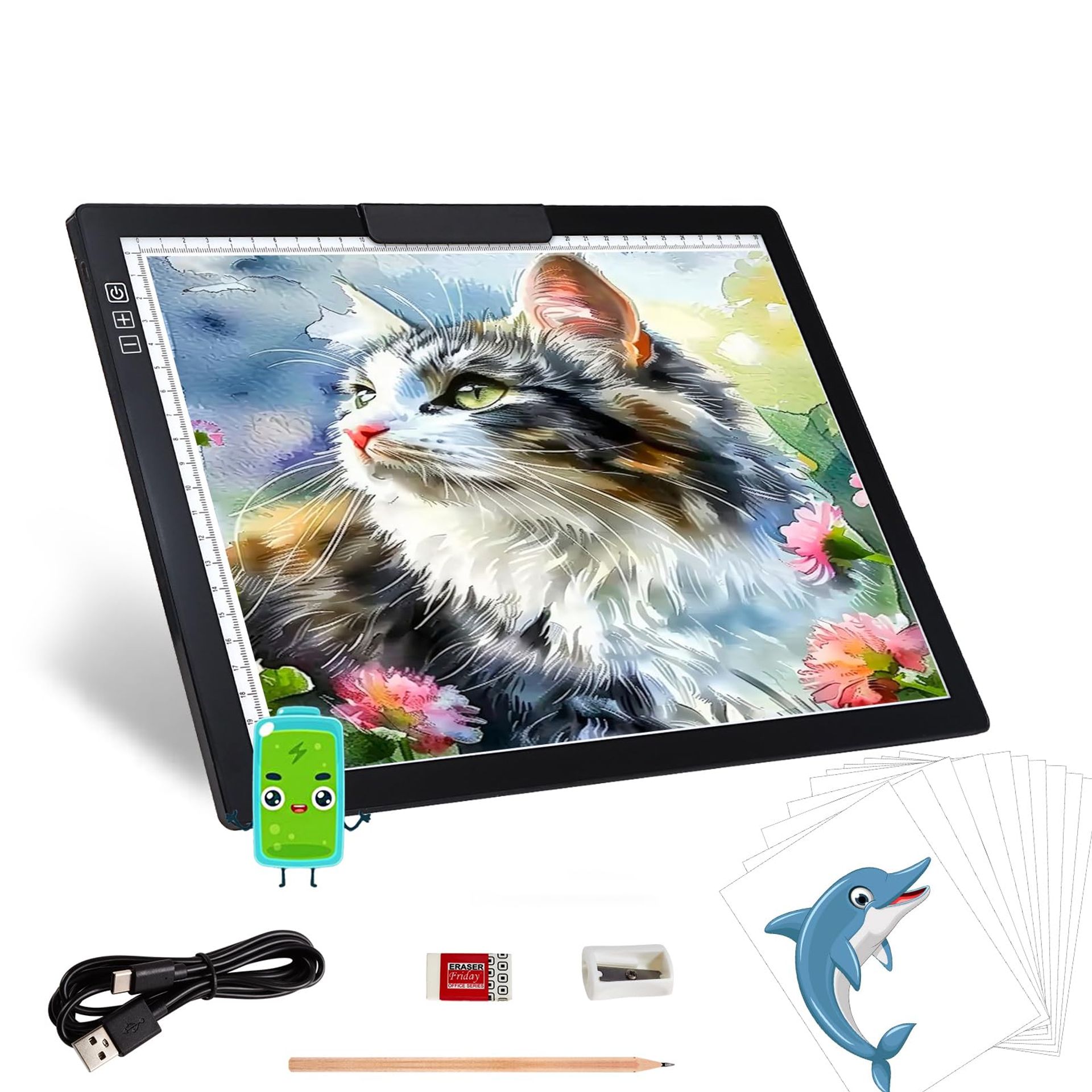 A4 Light Board for Diamond Painting Rechargeable Tracing Pad 6 Brightness Ultra-Thin USB-C - Black A4-D28