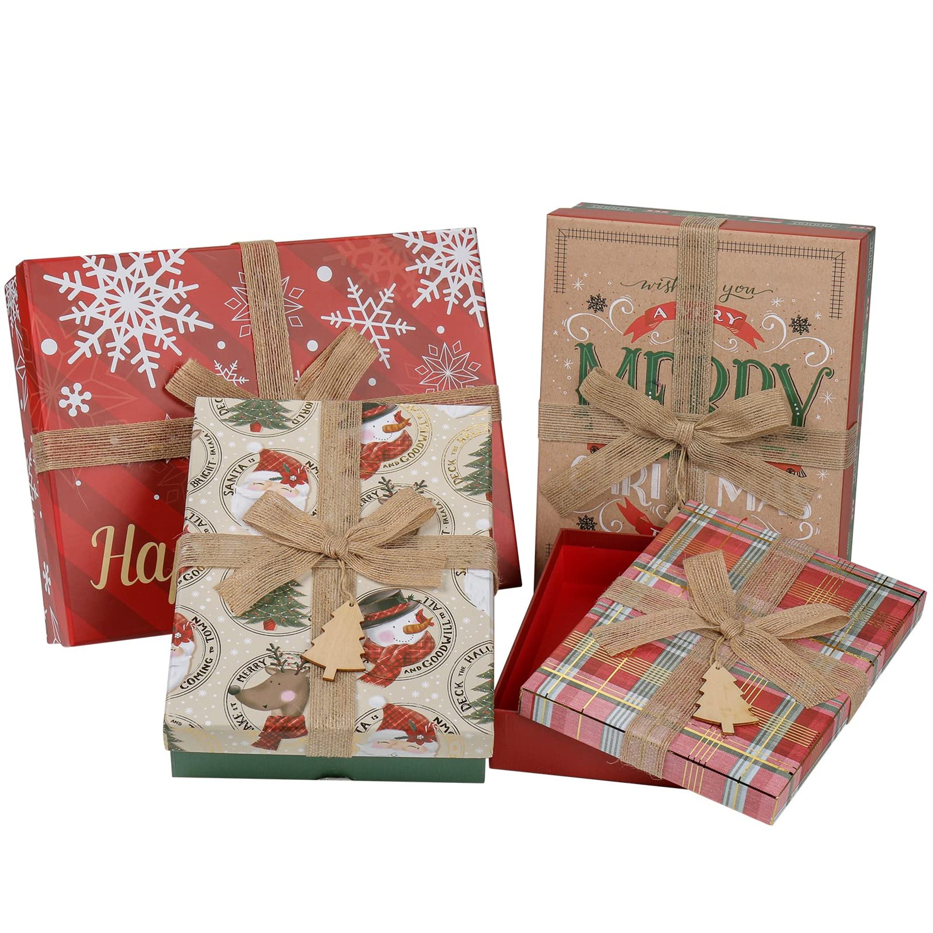 Rectangular Gift Box Set with Lids for Presents, Crafts, Chocolates and Decorations, Set of 4 - Multicolour Pack of 4