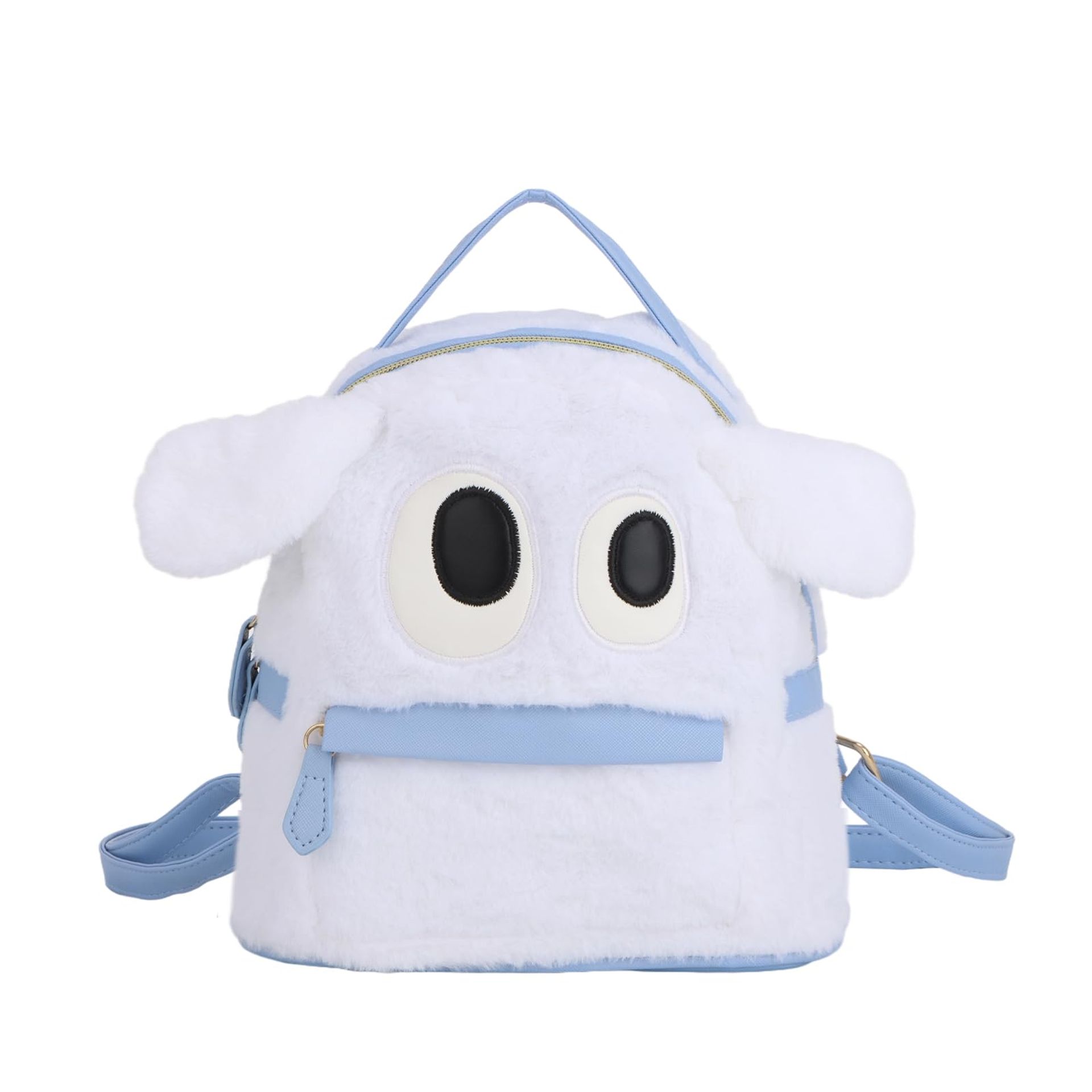 Cute Furry Plush Backpack - Fluffy Kawaii Kids School Bag in White