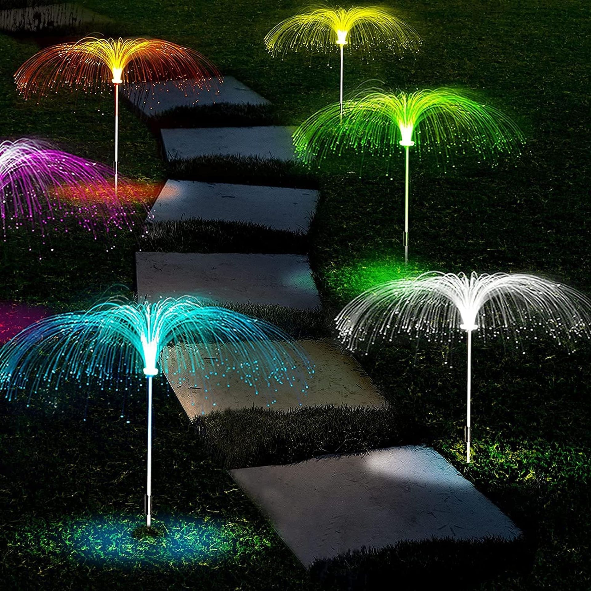 Solar Garden Lights 5 Pack LED Jellyfish Shape Waterproof Pathway Decoration - Multi-colour FS-DT089