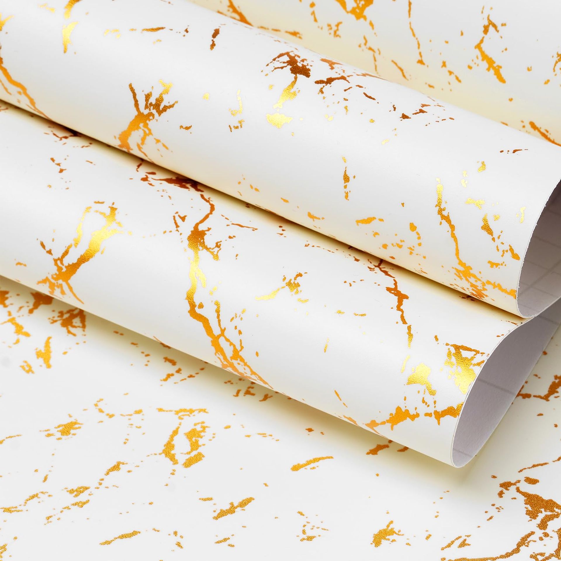 White Gold Marble Effect Peel & Stick Wallpaper 60cm x 5m | Self Adhesive Vinyl Wrap for Kitchens, Tables & Furniture
