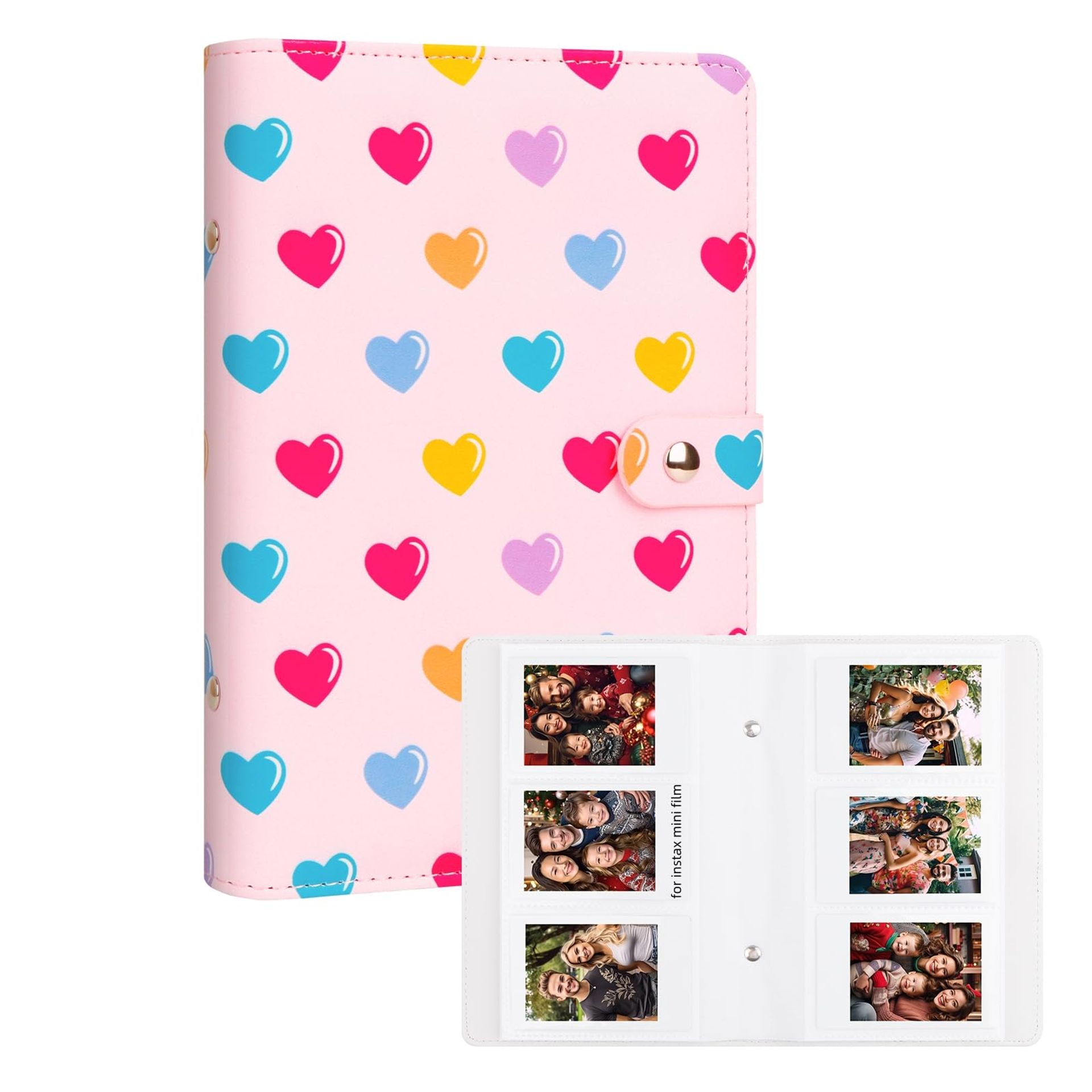 One-Handed Mini Photo Album 2x3 - Portable 156 Pocket Kpop Photocard Holder for Fujifilm Instax & Polaroid (Pink)