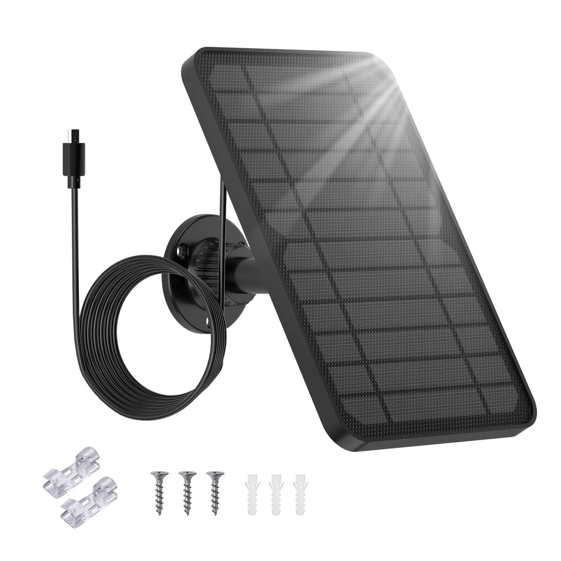 5V 5W Solar Panel Charger for Blink XT/XT2/Outdoor Cameras, 2200mAh, 360° Adjustable Mount & 4m Cable