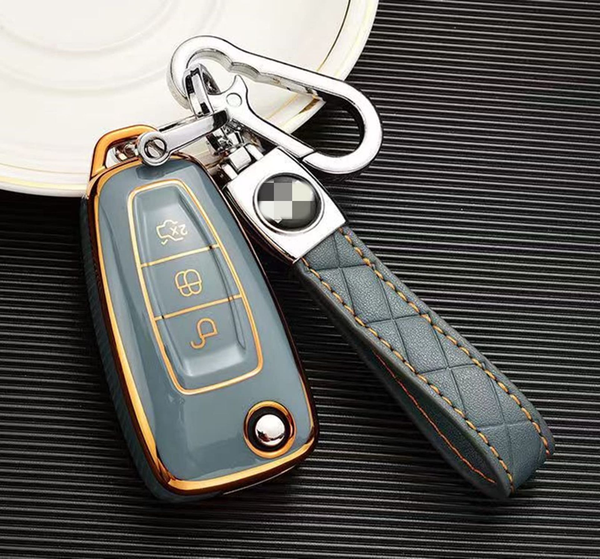 360° Protective TPU Key Shell Cover for Ford Fiesta, Mondeo, Galaxy, Fusion, Focus, Kuga - Dark Grey