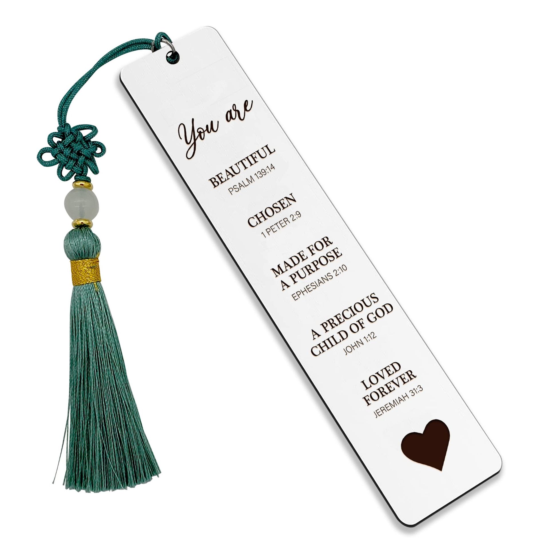 HUBAO Religious Metal Bookmark with Tassel for Book Lover Kids Teens Unisex Friends Kids Catholic Bible Verse Baptism Birthday Christmas Bookmark Gifts (A3)