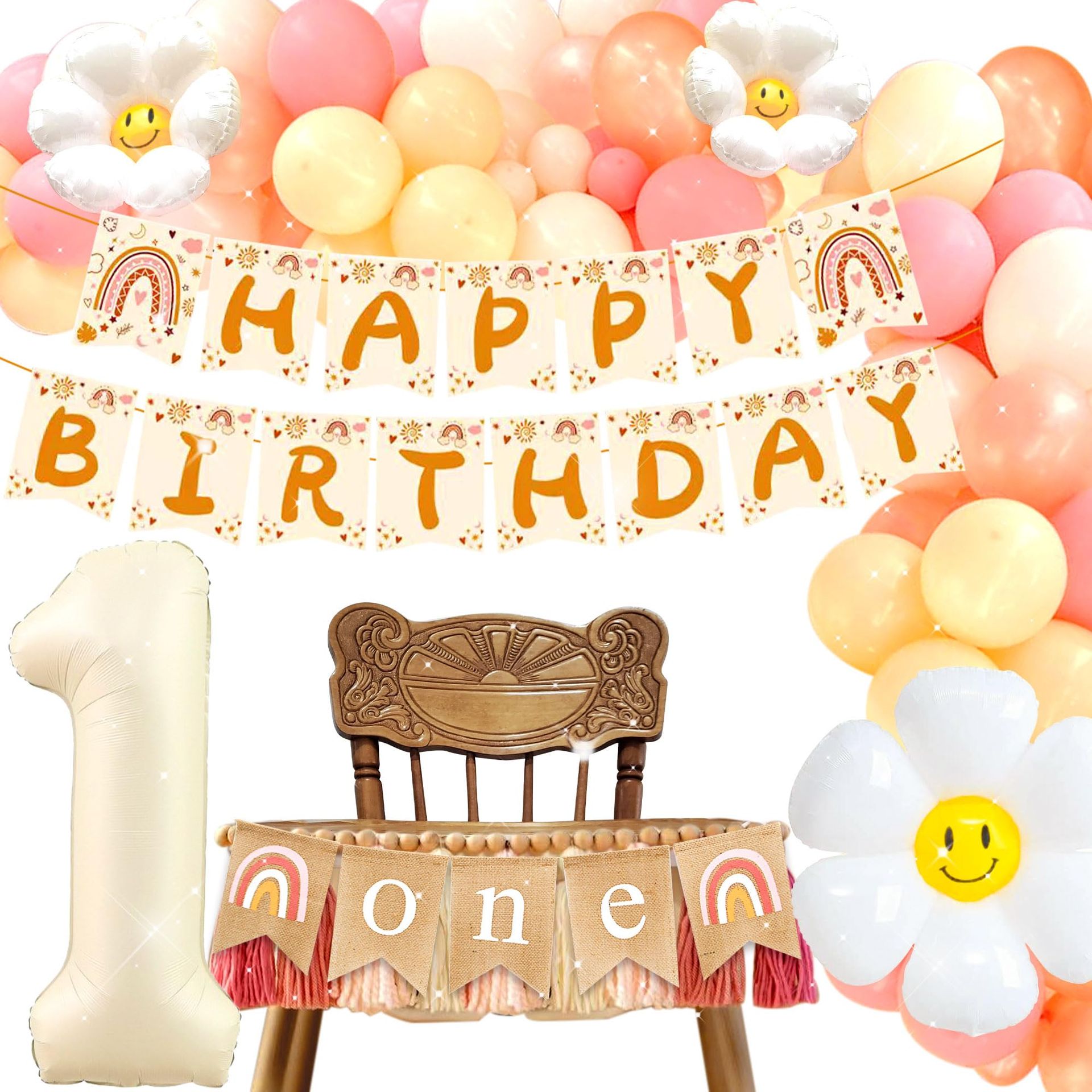 Boho Rainbow 1st Birthday Party Decorations for Girls – Onederful Theme Supplies for Baby Girl’s First Celebration