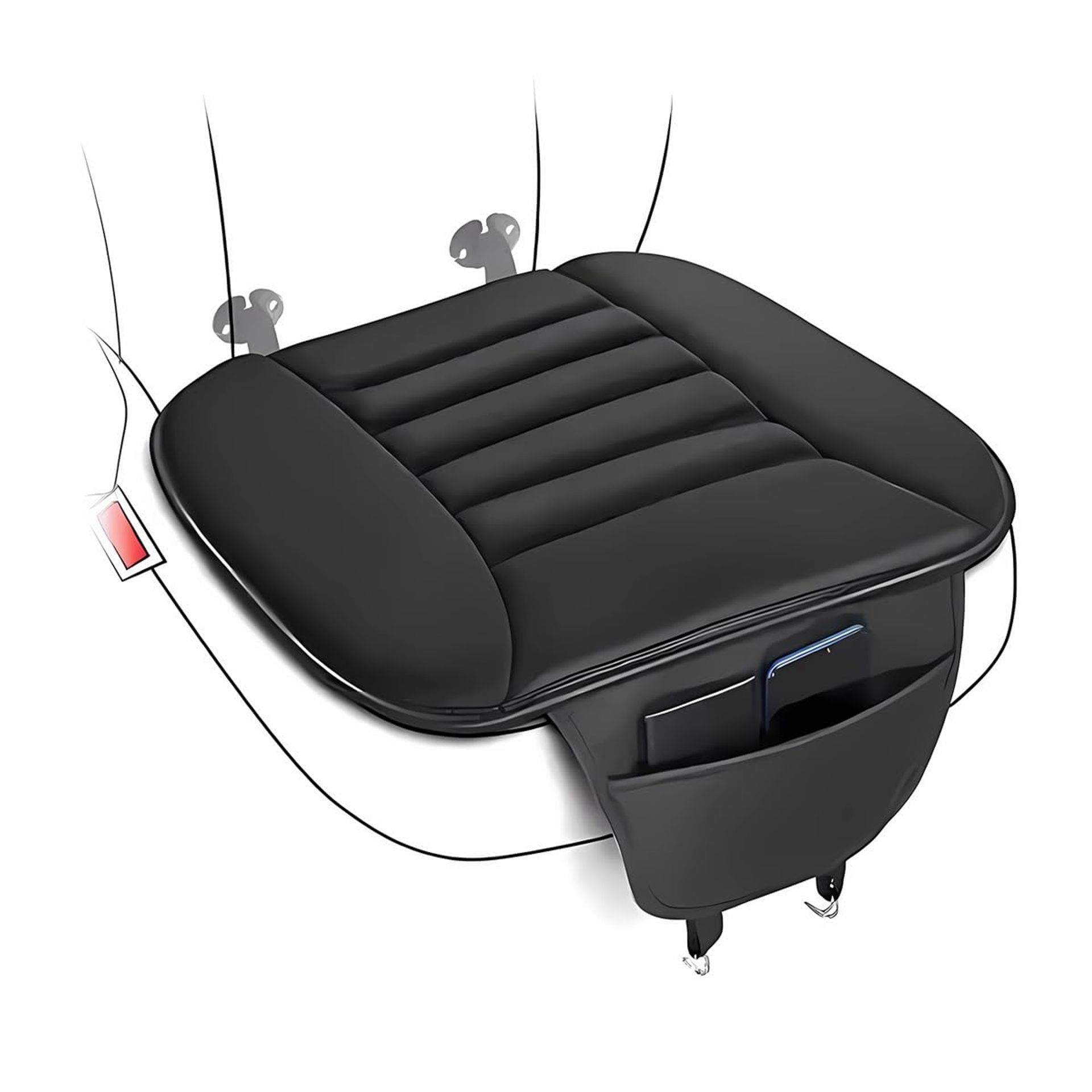 2 Pack Universal Car Seat Cushions with Memory Foam, Breathable Non-Slip Pads, Comfort Support for Front Seats - Black