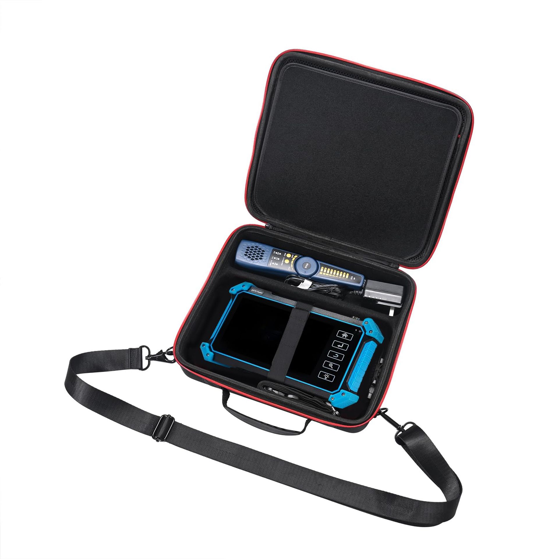 Protective Carrying Case for POMIACAM and Focket CCTV Tester Monitors with Custom Foam Interior and Sturdy Zip Closure - Black RLE-2331