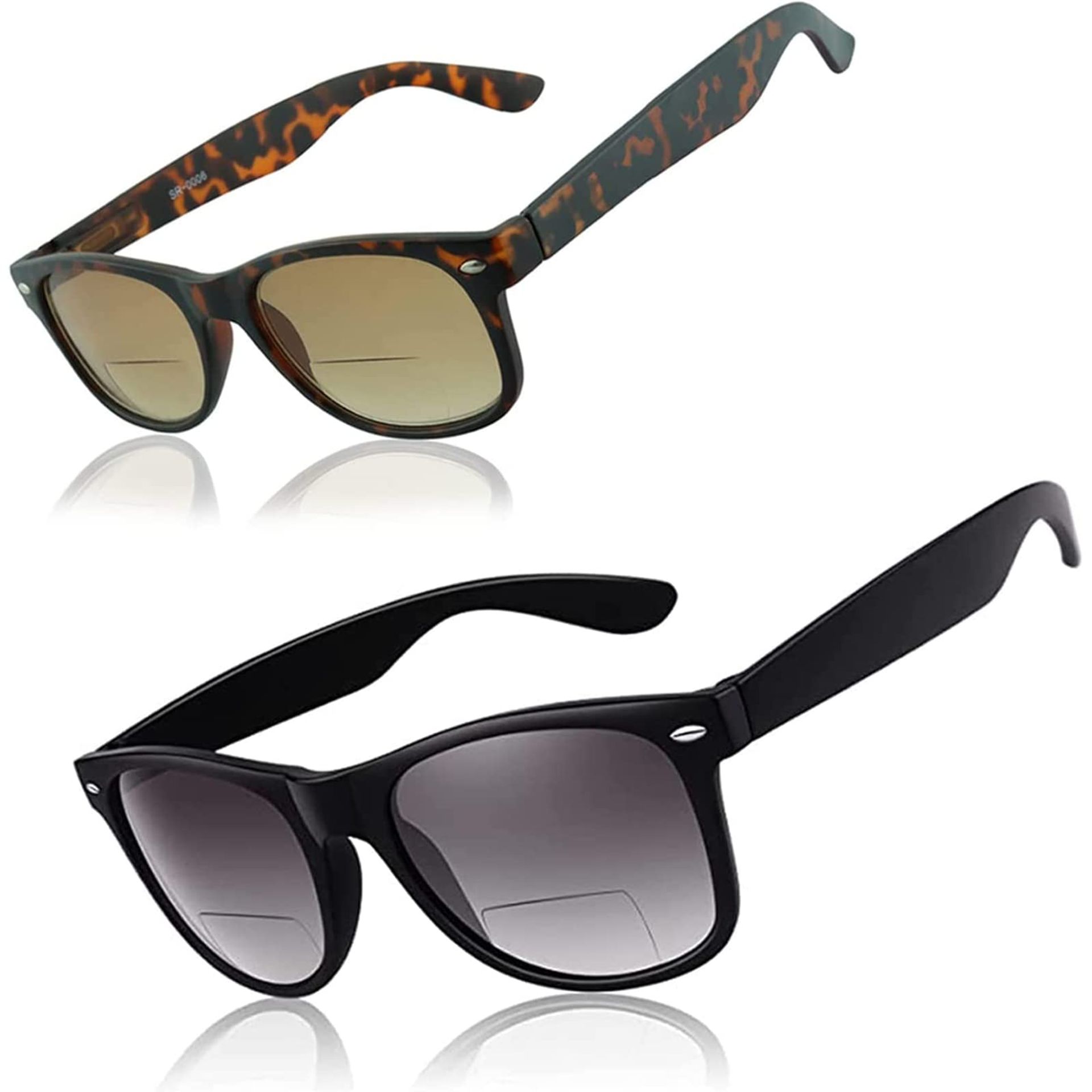 Bifocal Reading Sunglasses UV400 Protection Stylish Outdoor Sun Readers for Men and Women - Black & Tortoise 1.0 Diopters