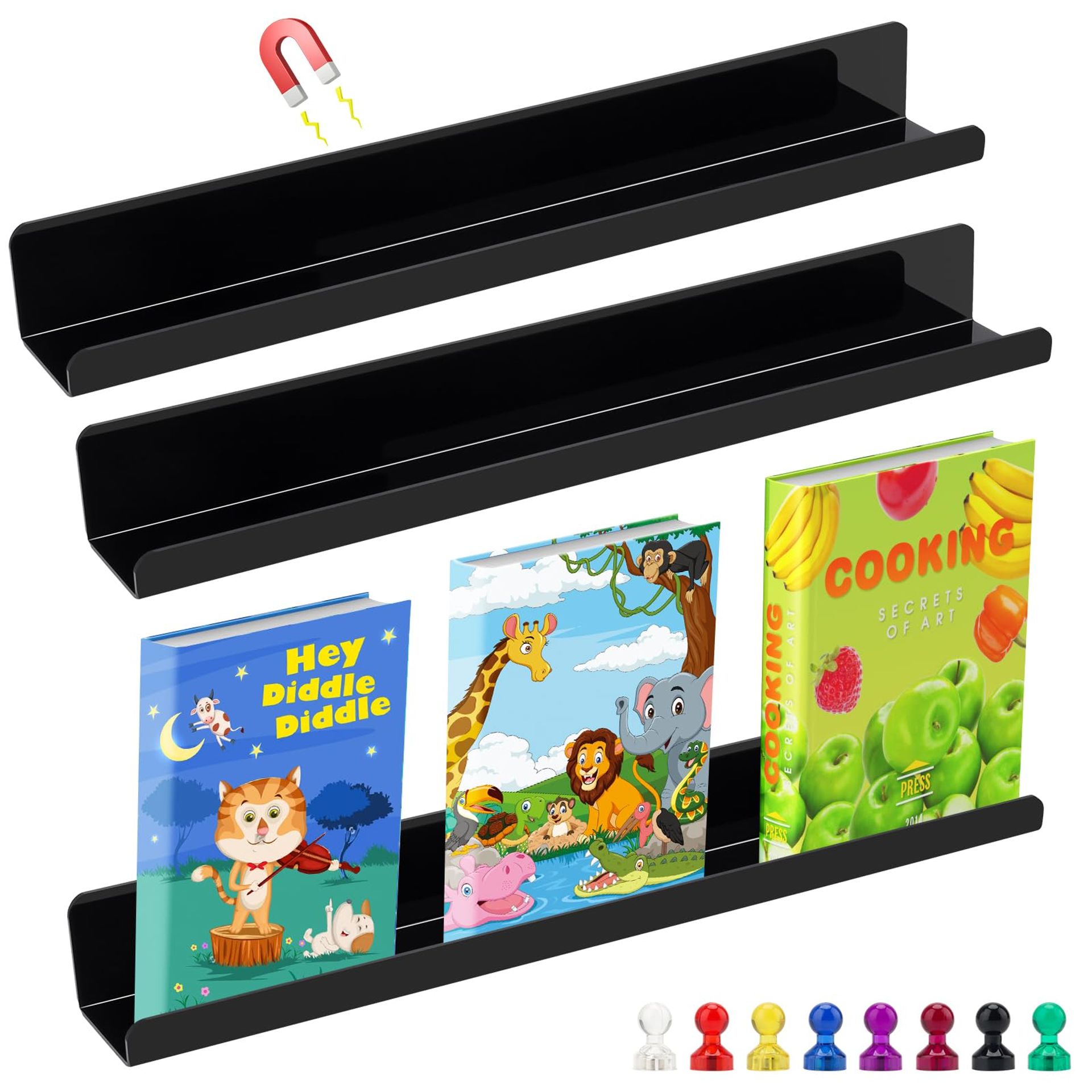 Acrylic Magnetic Book Shelf 3 Pack For Whiteboards & Classroom Display Wi