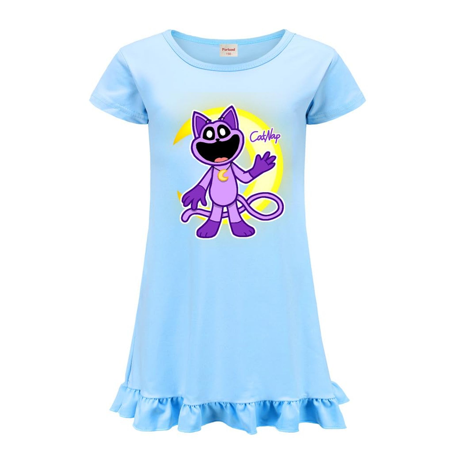 Forlcool Smiling Critters Girls Dress Soft Nighties Casual Pajamas Dress 2-13 Years (Sky Blue, 10-11 Years)