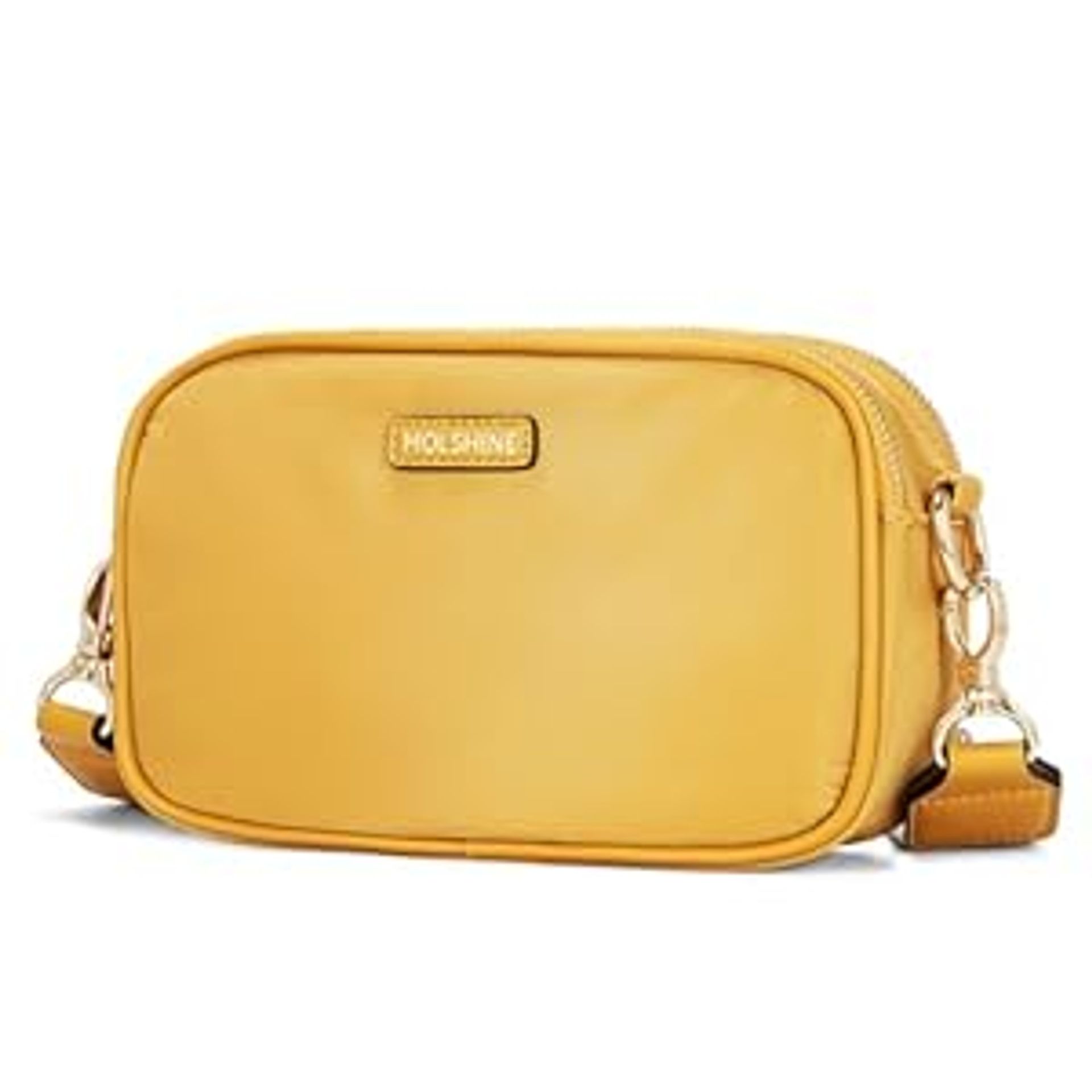 Small Crossbody Bag for Women and Men Waterproof Nylon Shoulder Purse with Adjustable Detachable Strap - Yellow Brown