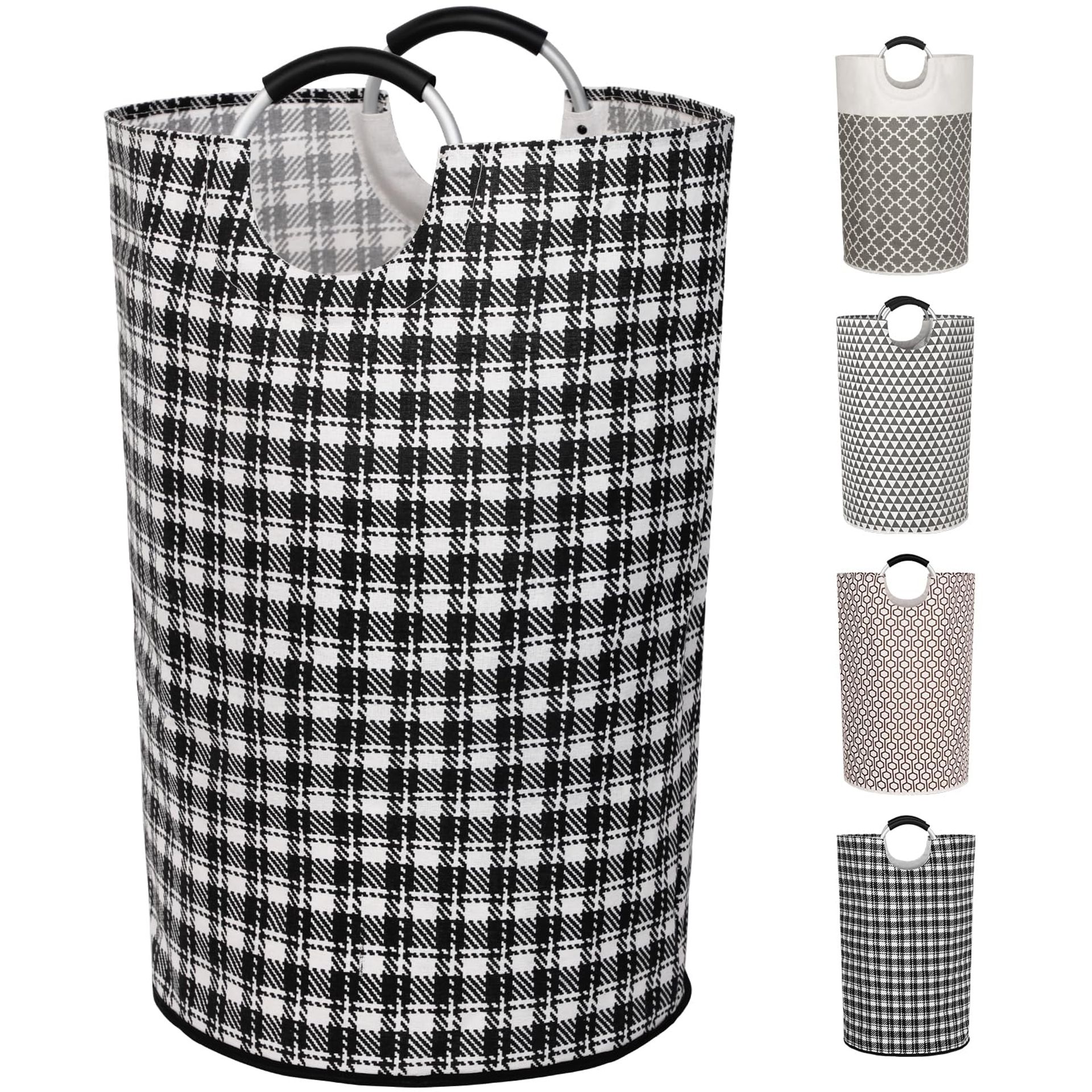 125L Waterproof Collapsible Laundry Hamper with Aluminium Handles - Freestanding Tall Laundry Bag for Dorms & Families