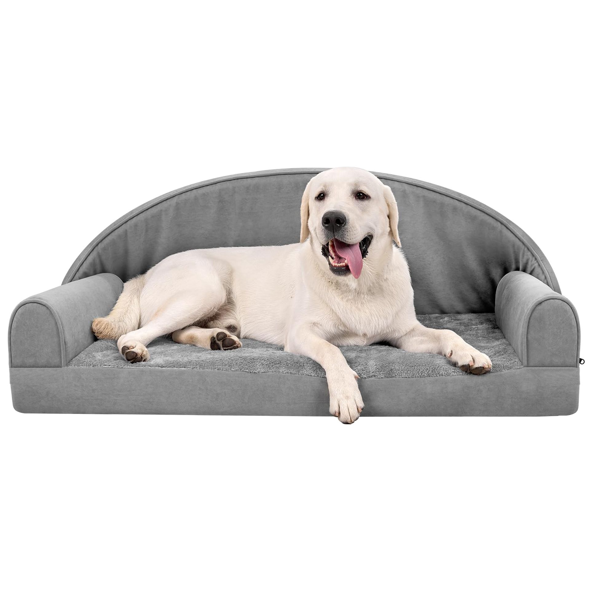 Orthopaedic Waterproof Dog Bed with Memory Foam, Half Canopy & Removable Cover - Grey 92x69cm