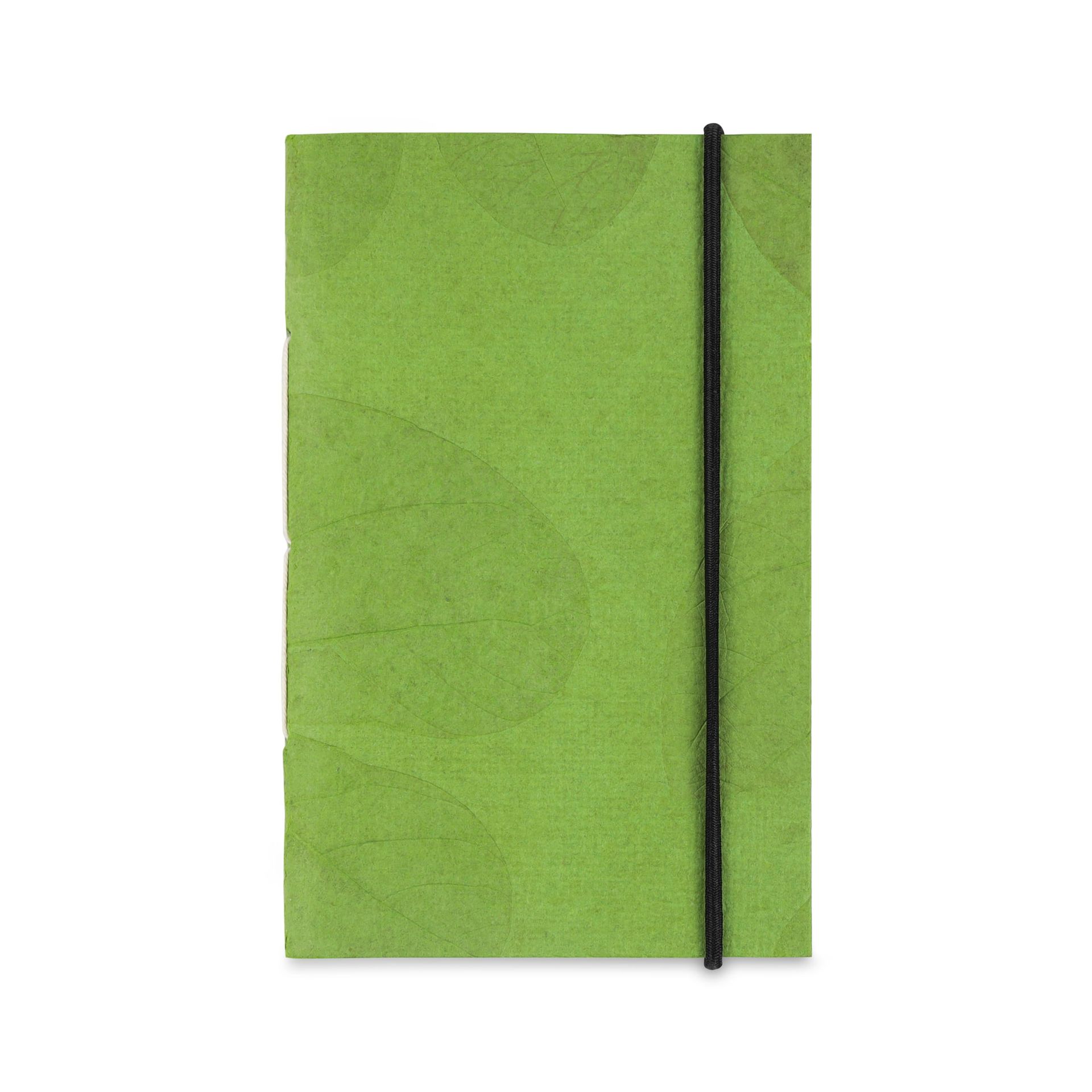 Handcrafted Eucalyptus Leaf Imprint Travel Diary Notebook, 80 Pages, 12x17cm, Mint Green