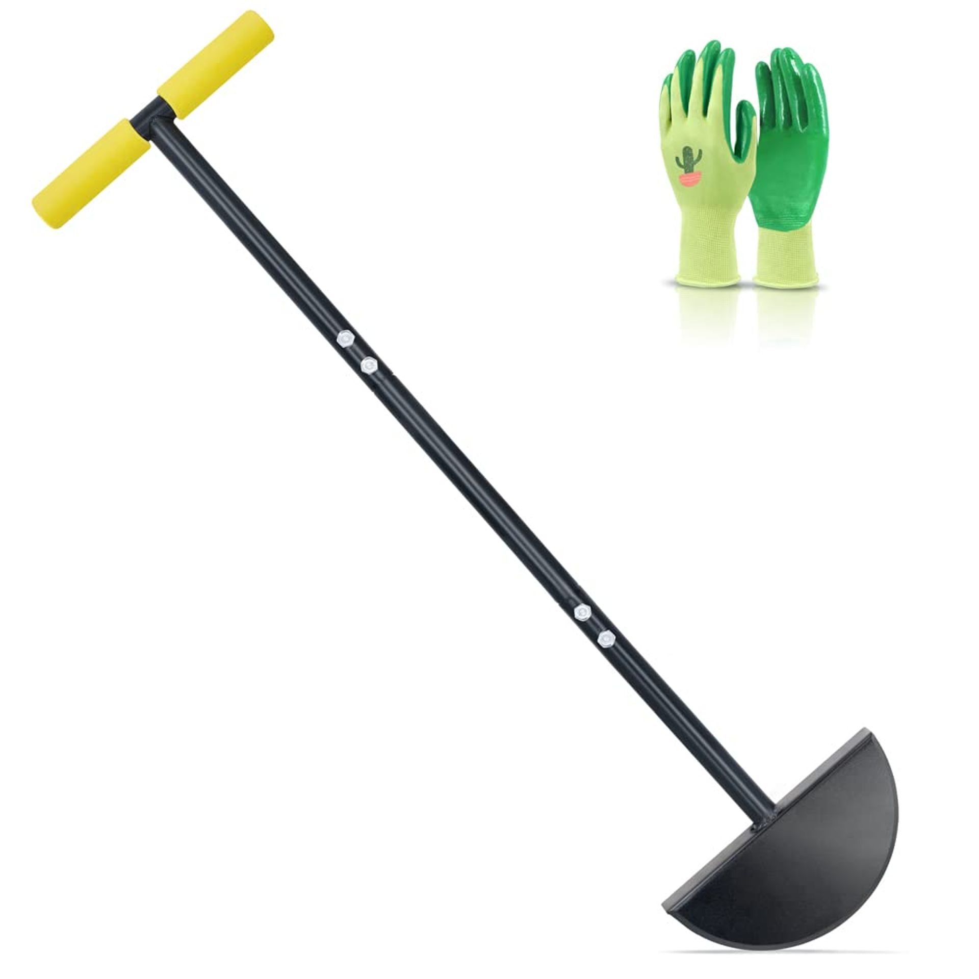 Half Moon Lawn Edger Manual Edging Tool with Soft T-Grip and Steel Blade - Black 96.5cm