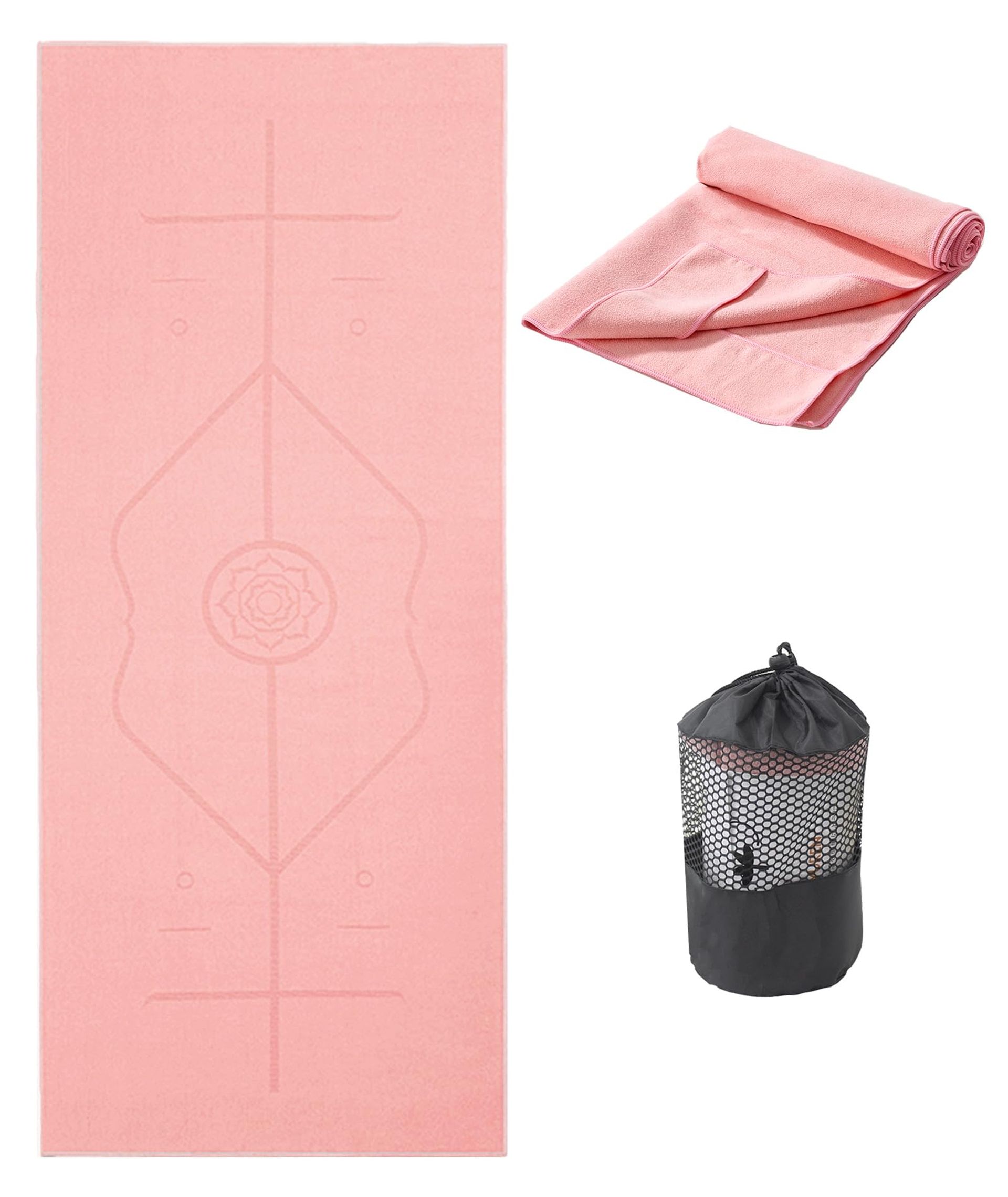 Yoga Towel Anti-Slip Absorbent Quick Drying Mat Cover for Gym Fitness & Hot Yoga 185×63cm - Grey