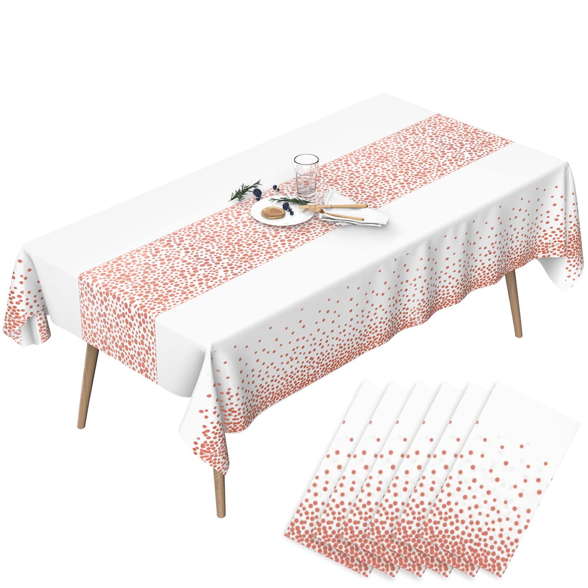 WENYA Pink Party Table Cloth 54" x 108" - 6 Pack Waterproof Rectangular Tablecloth for Kids Birthday & Festive Celebrations