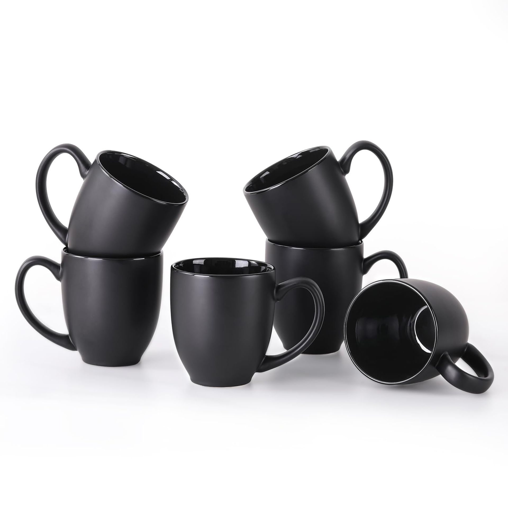DOWAN 16 Oz Ceramic Coffee Mug Set Of 6 With Large Handles - Ideal