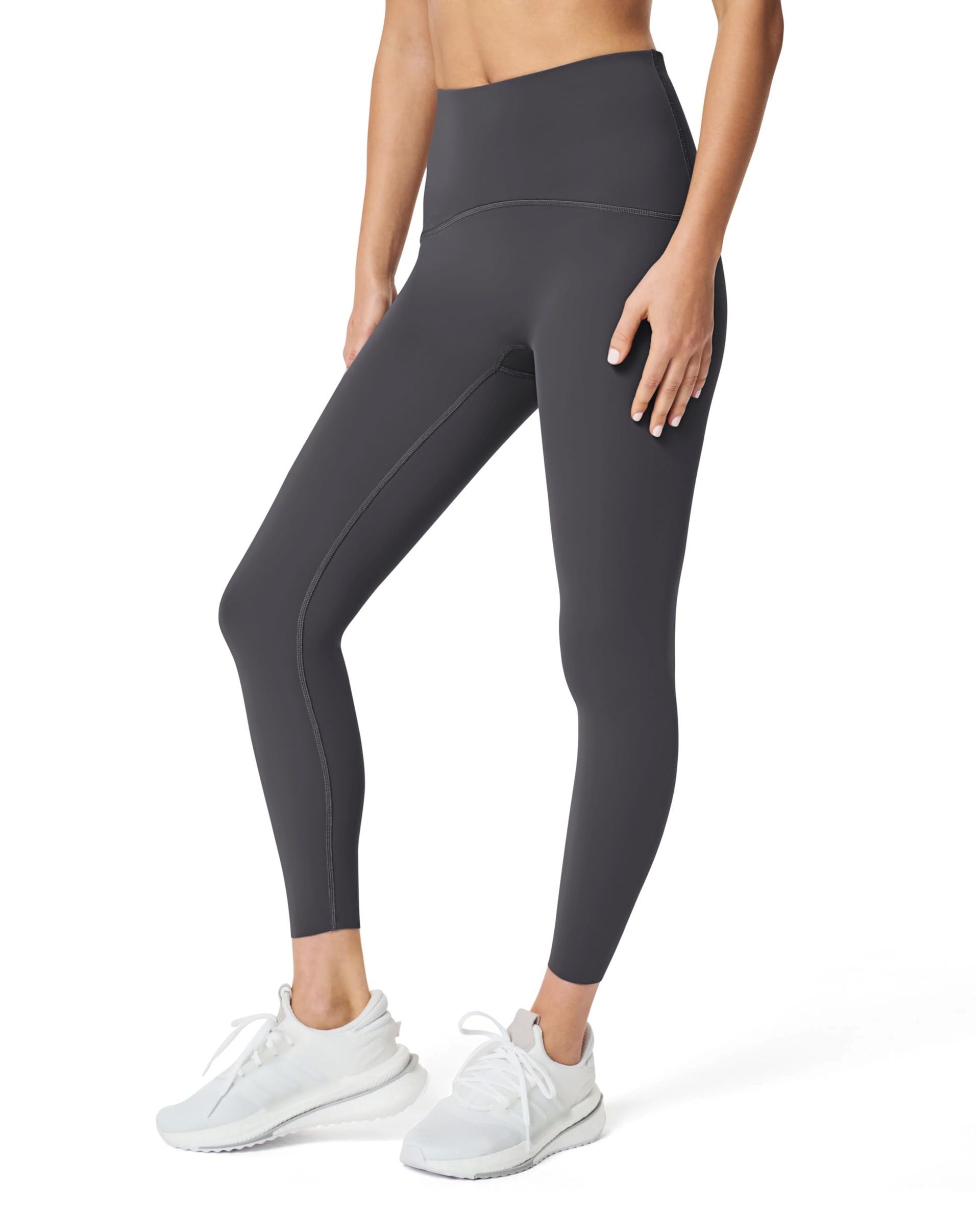 Women's High Waisted Gym Leggings Yoga Pants 7/8 Length with Tummy Control - Grey M