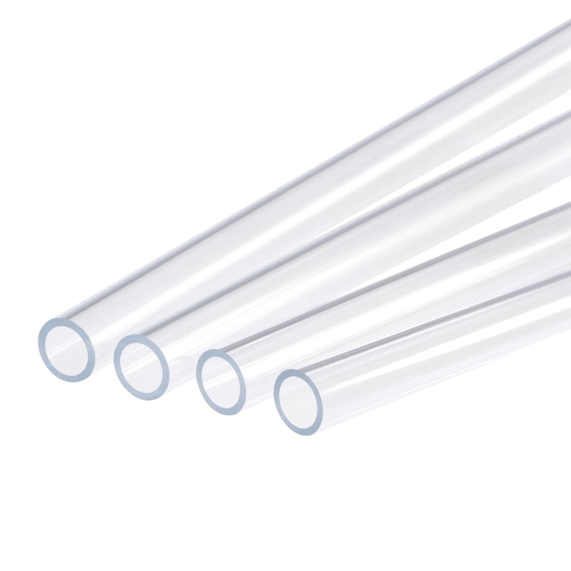 Clear Acrylic Pipe Tubes 13mm ID 15mm OD 500mm – 4 Pack Rigid Transparent Round Tubing for DIY, Crafts, Lighting & Plumbing