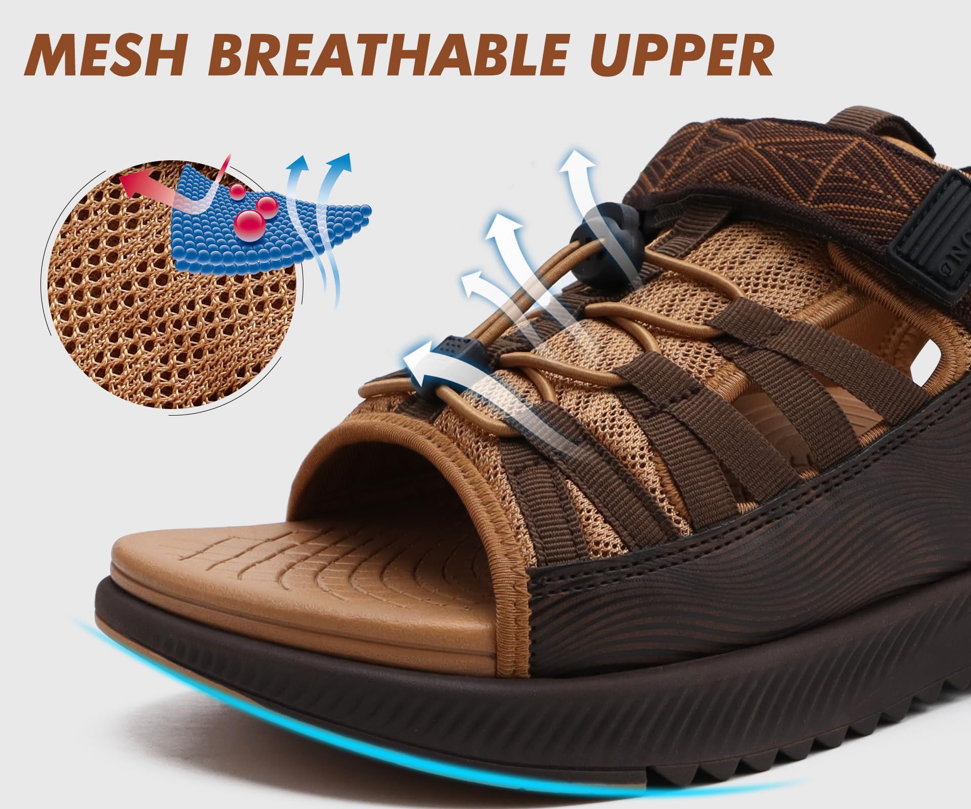 Mens Khaki Brown Orthotic Comfortable Urban Outdoor Athletic Hiking Sandal Shoes Men main image 2