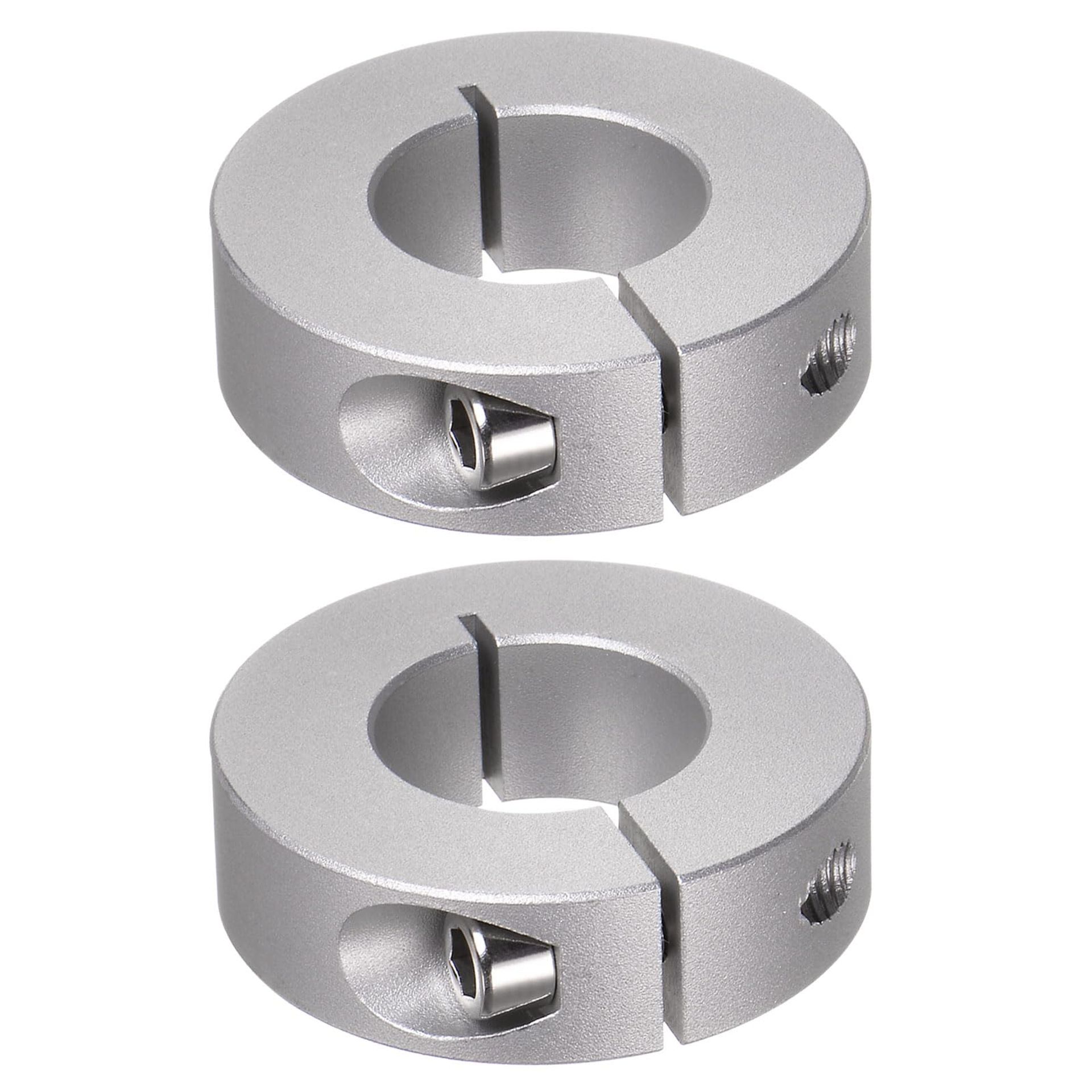 sourcing map 2pcs Shaft Collar 25mm Bore Aluminum Alloy Set Screw Split Clamp-On Collars, 50mm OD, 15mm Width, for Wheel Barrow Axle, Gearbox Assemblies, Machine Tools, Industry, Anodization