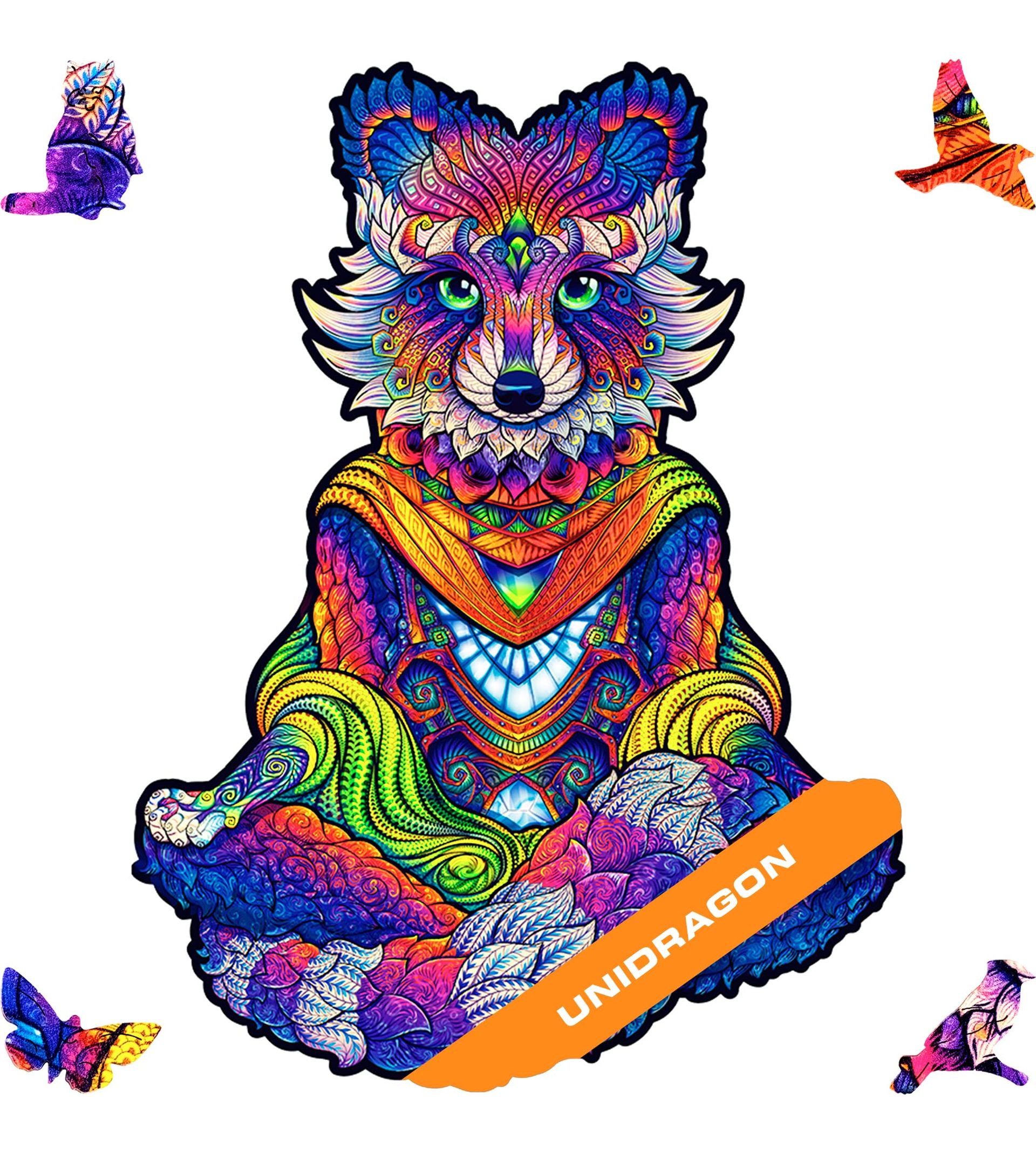 Wooden Jigsaw Puzzle Raccoon Design - 105 Pieces Small 7x9.4in Animal Shaped Puzzle Gift for Kids & Adults