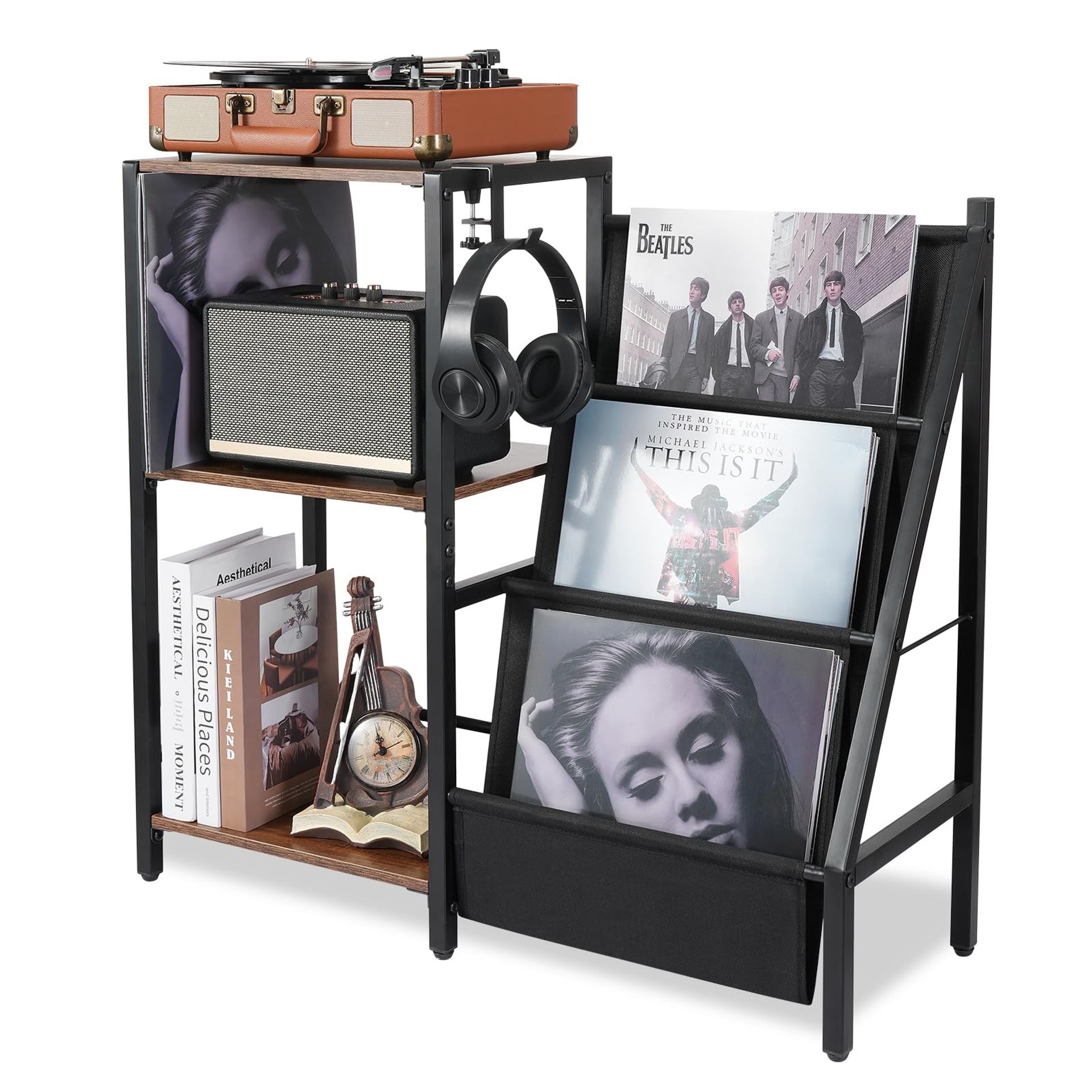 3 Tier Vinyl Record Player Stand with Turntable Shelf & Storage for 200 Albums - Spring Refresh