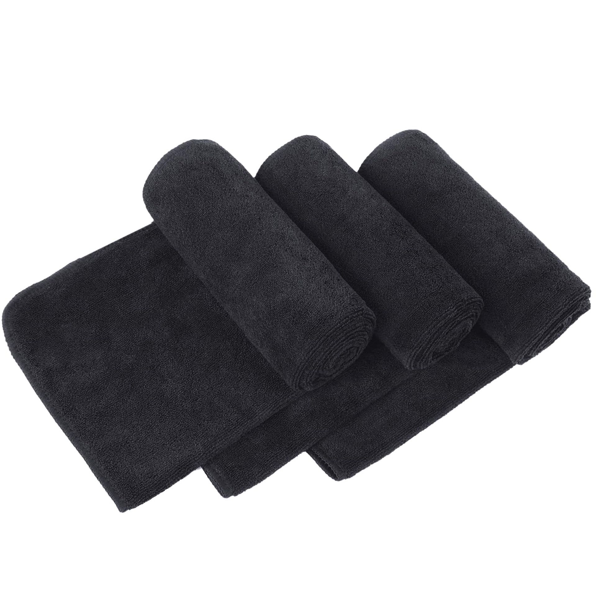 Microfibre Gym Towel Super Absorbent Quick Dry Lightweight Sports Towels 3 Pack - Black 33x74CM