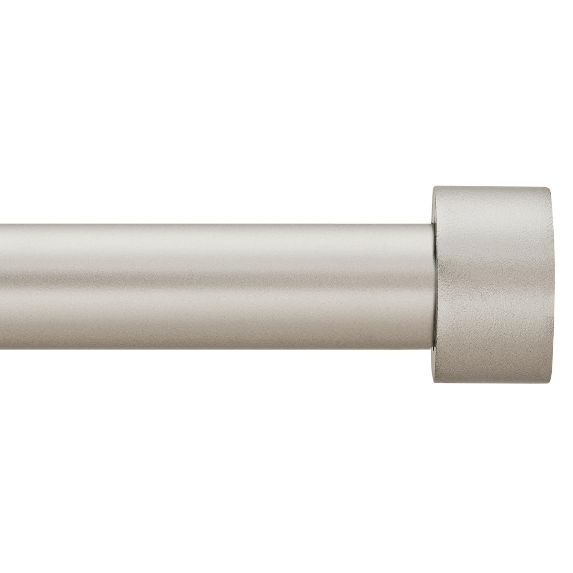 Extendable Nickel Curtain Pole with End Cap Finials, 76–320cm Heavy Duty Rod for Living Room, Bedroom & Kitchen