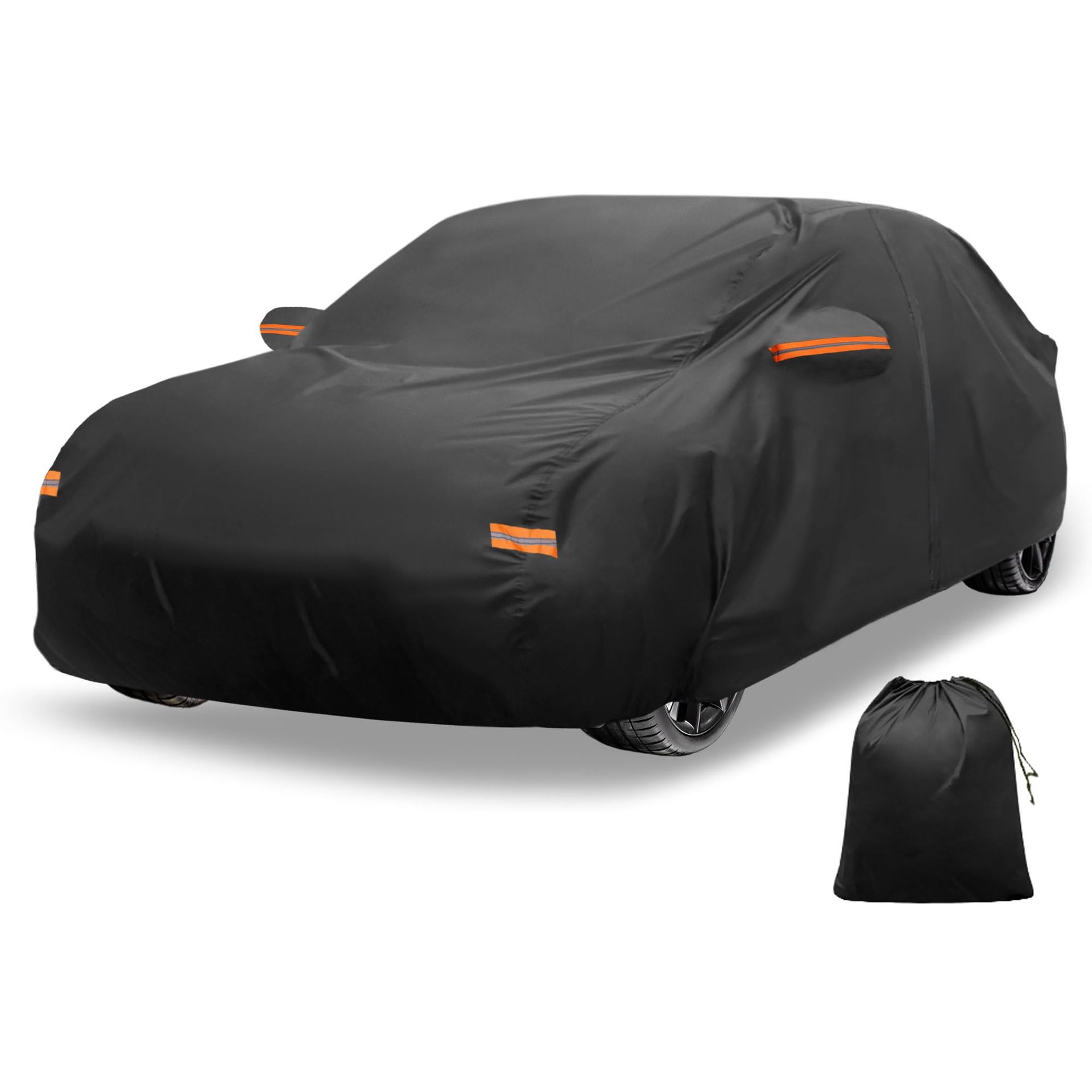 Car Cover Outdoor Waterproof Breathable Sun Snow Rain Protection with Side Zipper for Lexus LS Sedan - Black