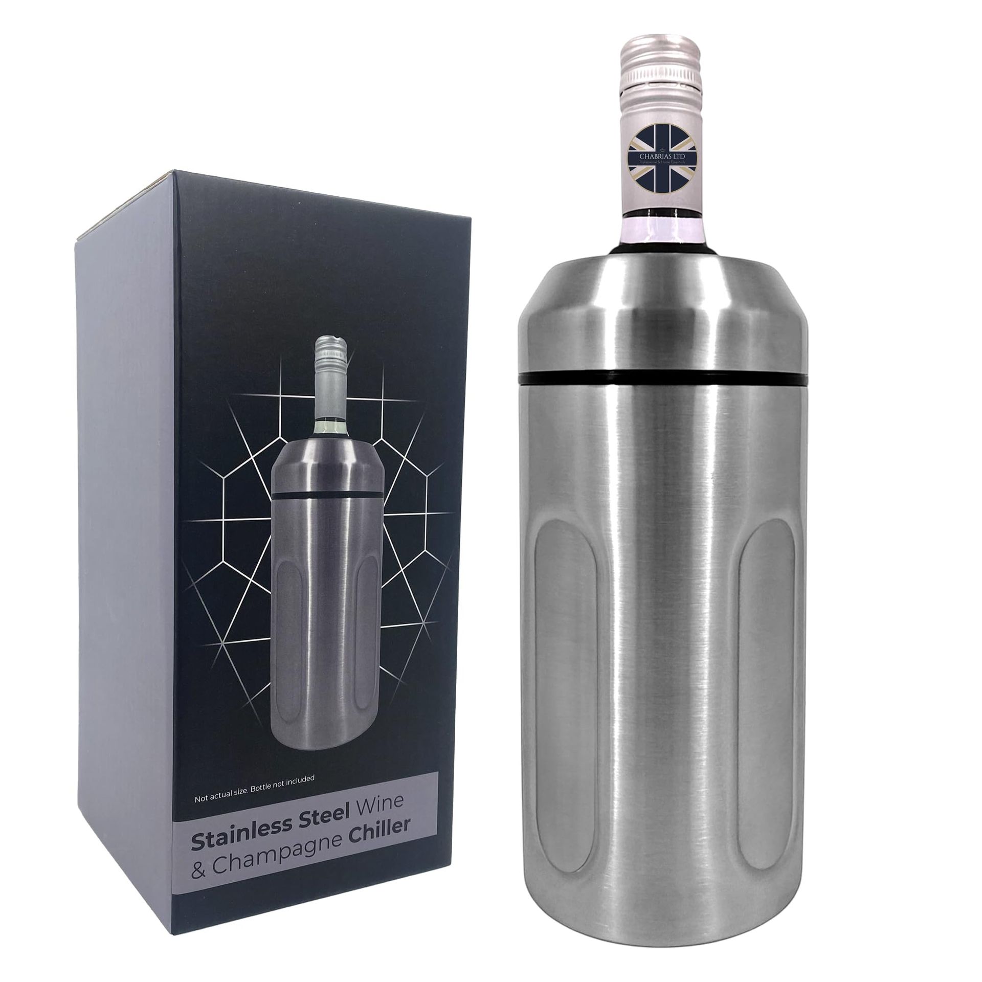 Premium Iceless Wine Cooler Double-Walled Vacuum Insulated Chiller Keeps Drinks Cold Up to 6 Hours - Stainless Steel Fits Most 750ml Bottles - Valentines