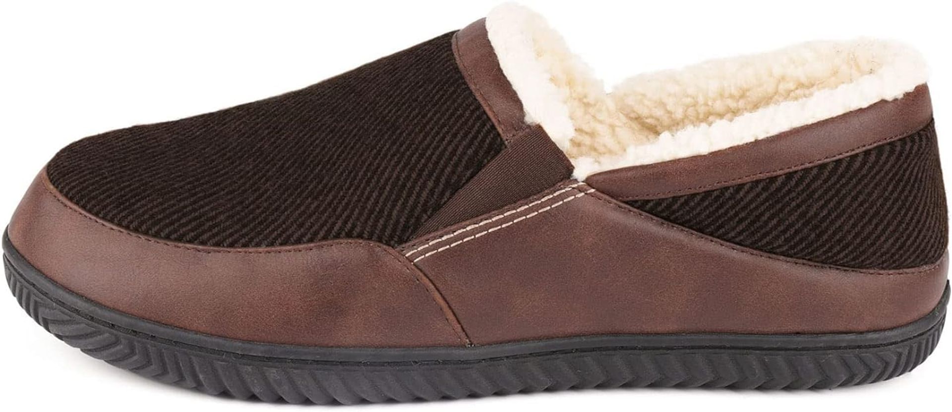 Men's Memory Foam Slippers with Warm Fleece Lining and Anti-Skid Sole - Coffee UK 10