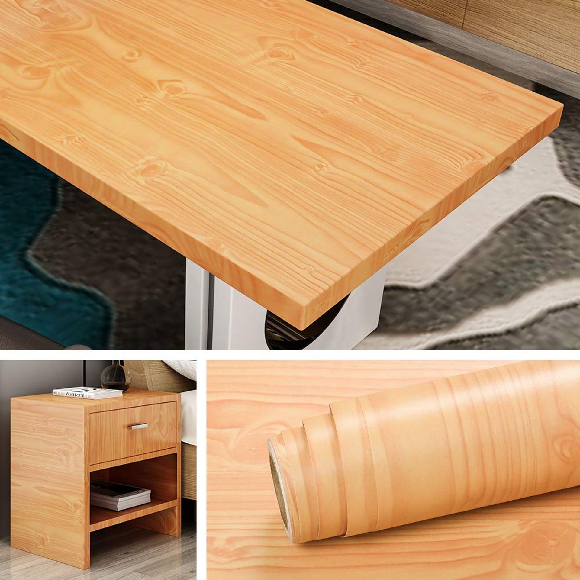 Self Adhesive Wood Effect Wallpaper Peel and Stick Vinyl for Furniture, Countertops and Shelves - Cherry Wood 40x500cm
