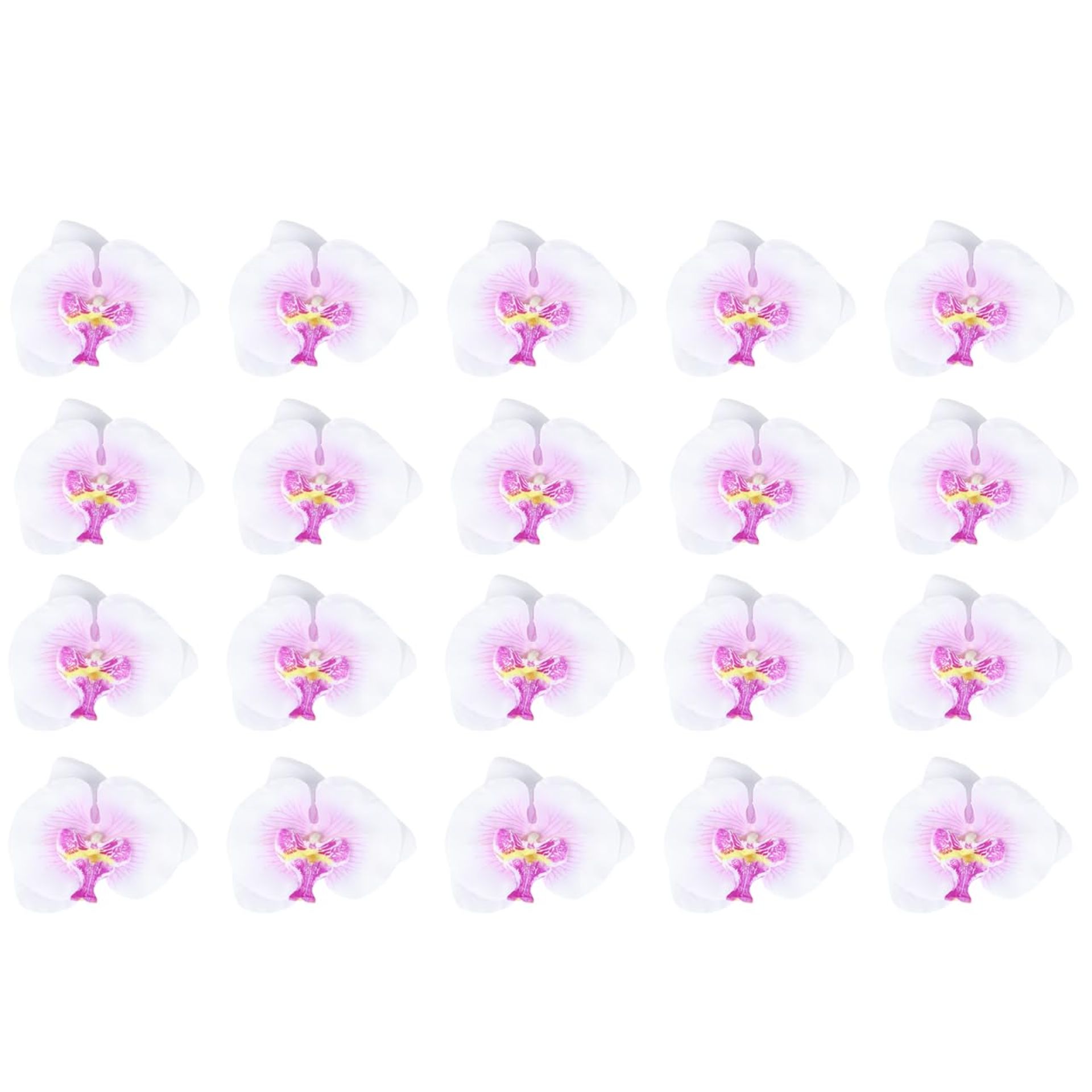 Elegant 20pcs Artificial Butterfly Orchid Flowers - Ivory & Purple Silk Phalaenopsis for Home & Wedding Decor