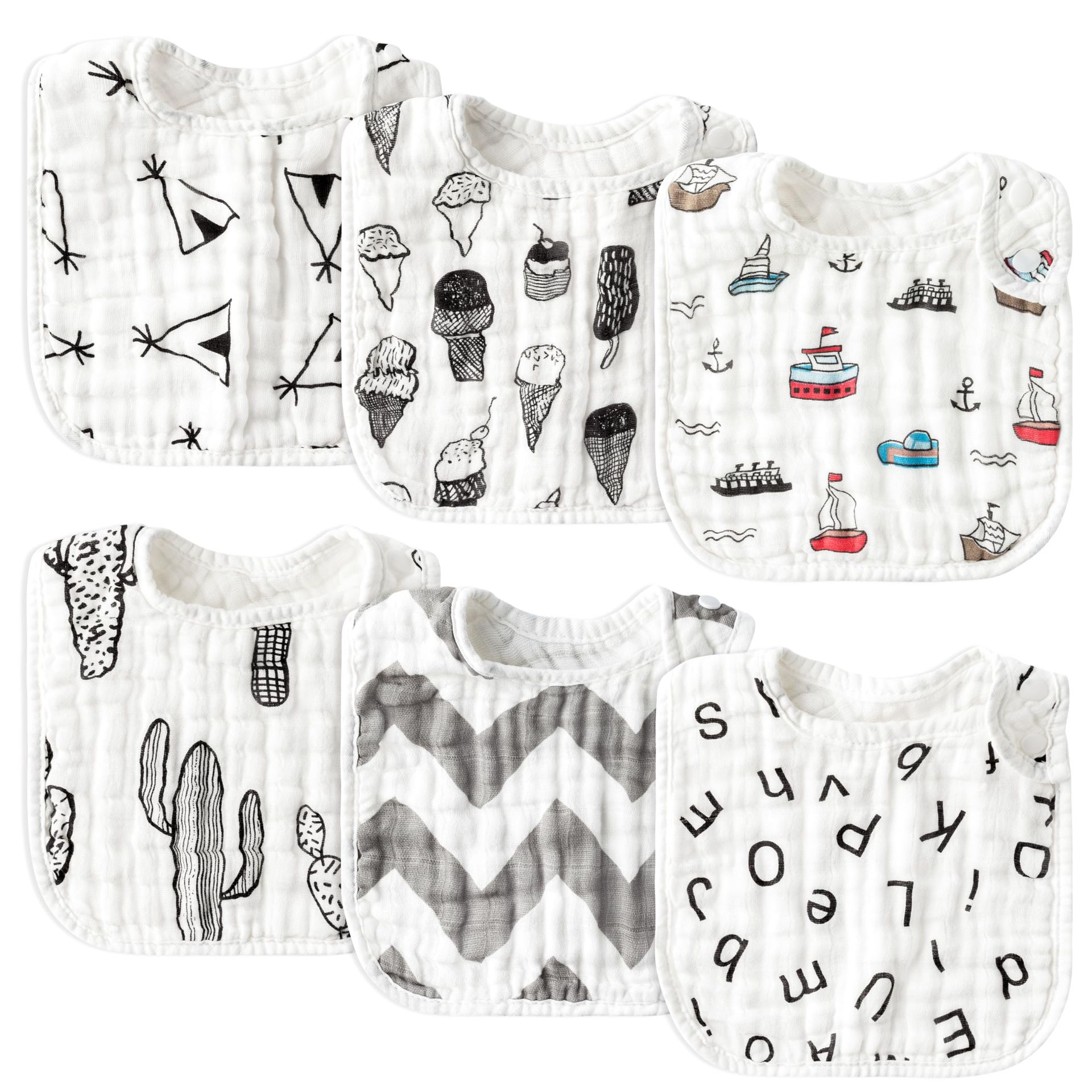 WATINC Baby Bibs for Boys Girls - Summer Cotton Newborn Bibs Absorbent Baby Feeding Teething Bibs Adjustable Snaps Bibs Burp Cloths for Babies Bandana Drool Bibs Unisex Bibs Baby Shower Birthday Gift