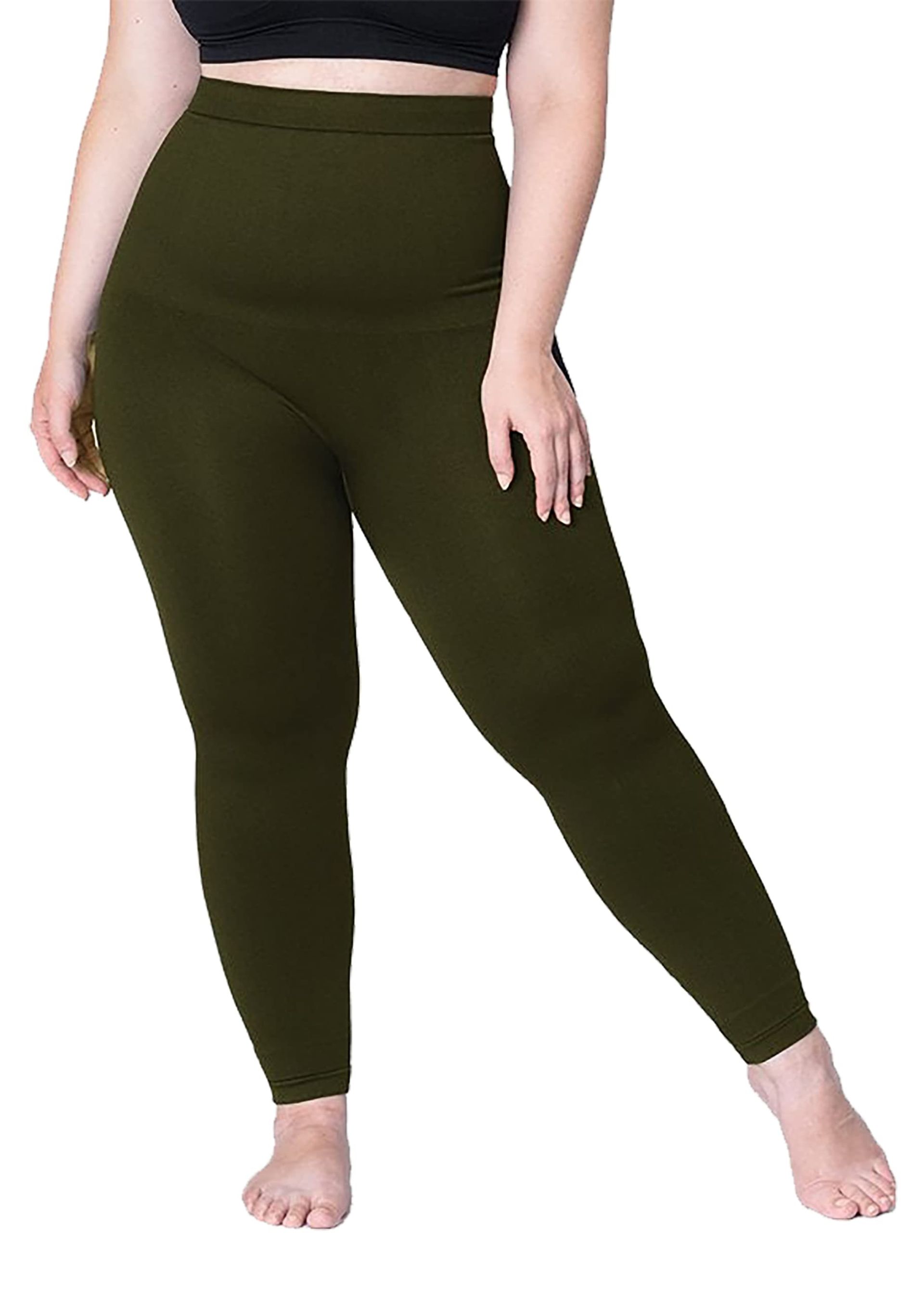 Women's High Waisted Leggings Tummy Control Non-See-Through Compression Fit - Olive S
